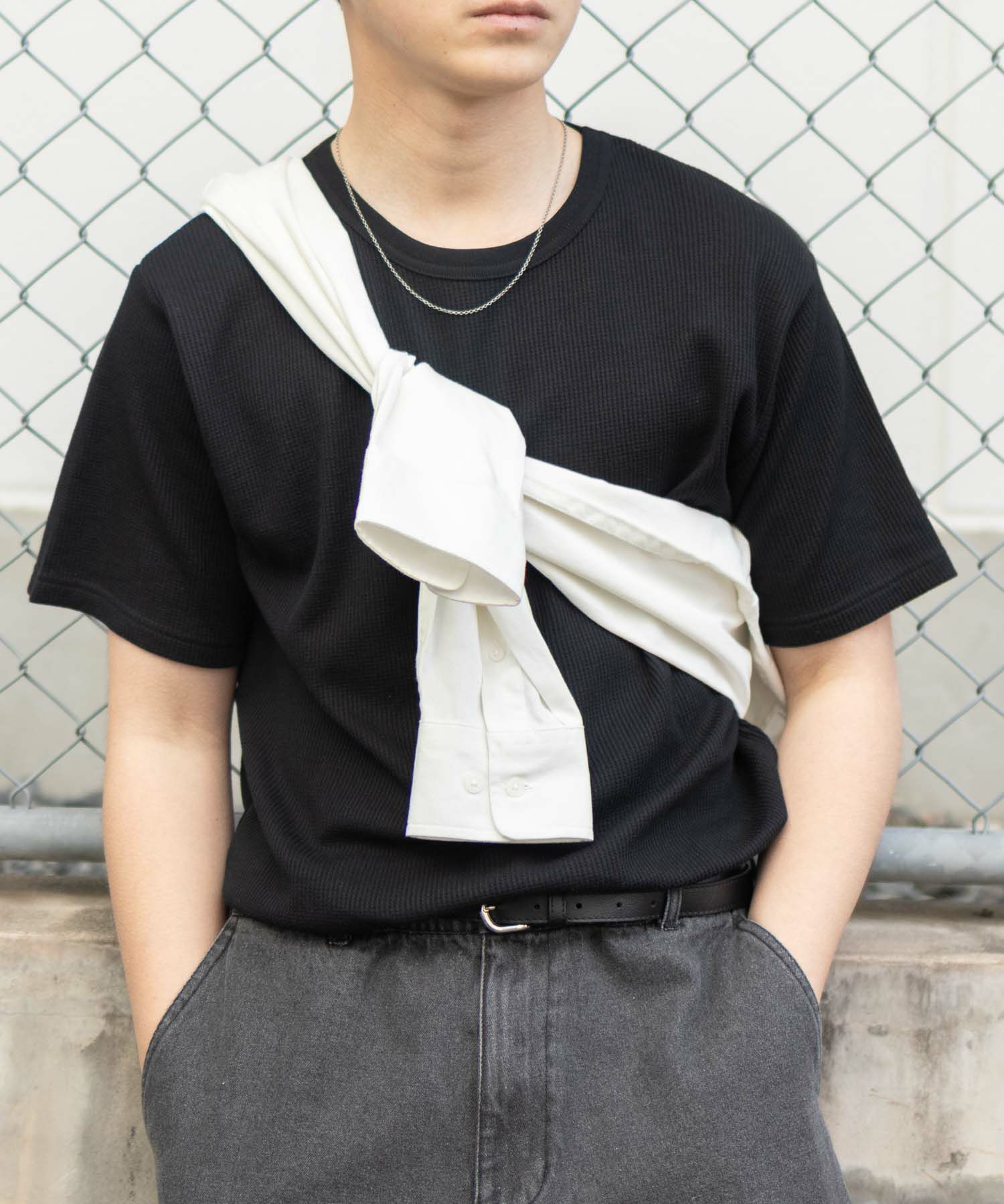 NAVY ワッフルクルーTシャツ メンズ商品サムネイル-15