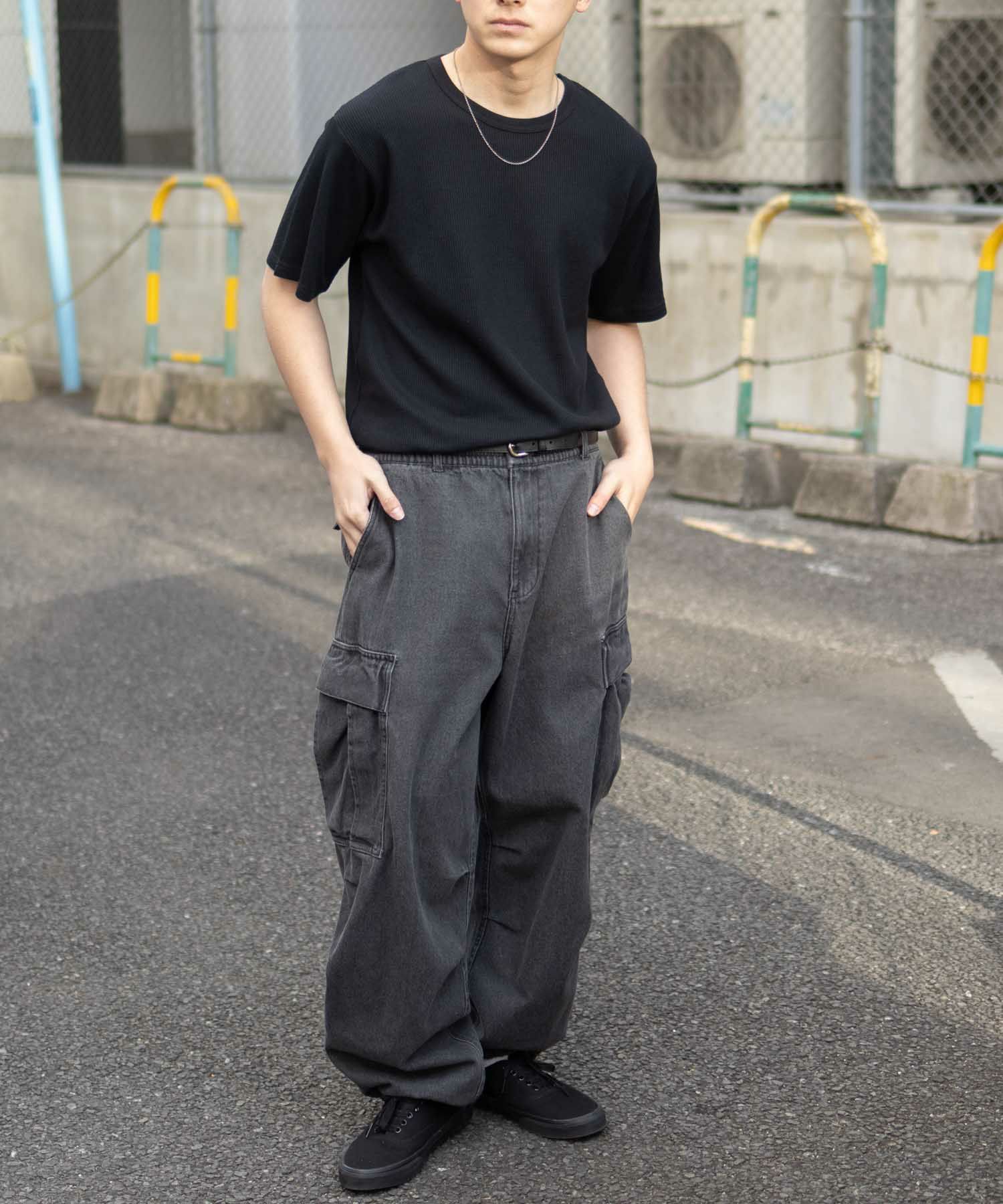 NAVY ワッフルクルーTシャツ メンズ