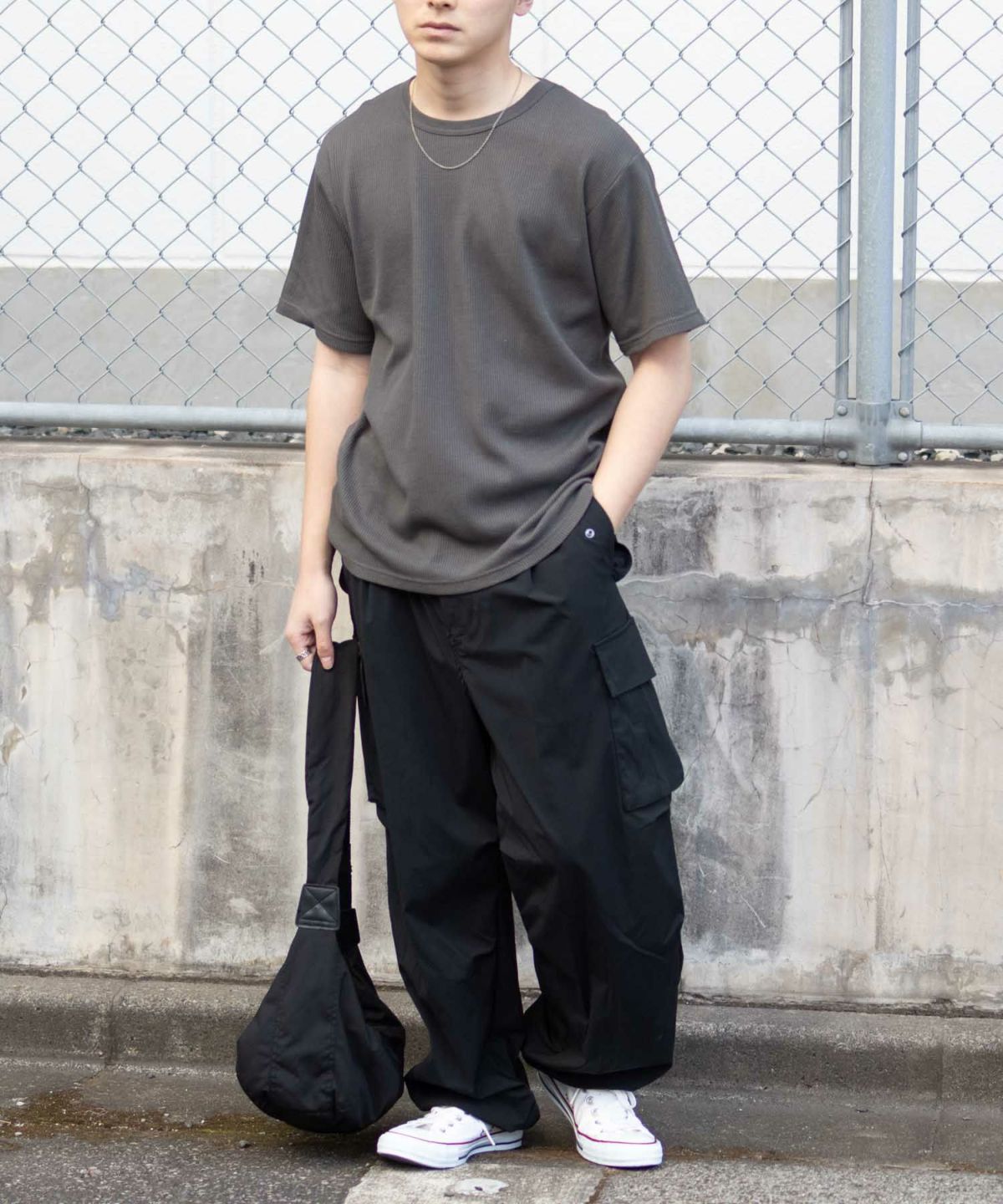 NAVY ワッフルクルーTシャツ メンズ