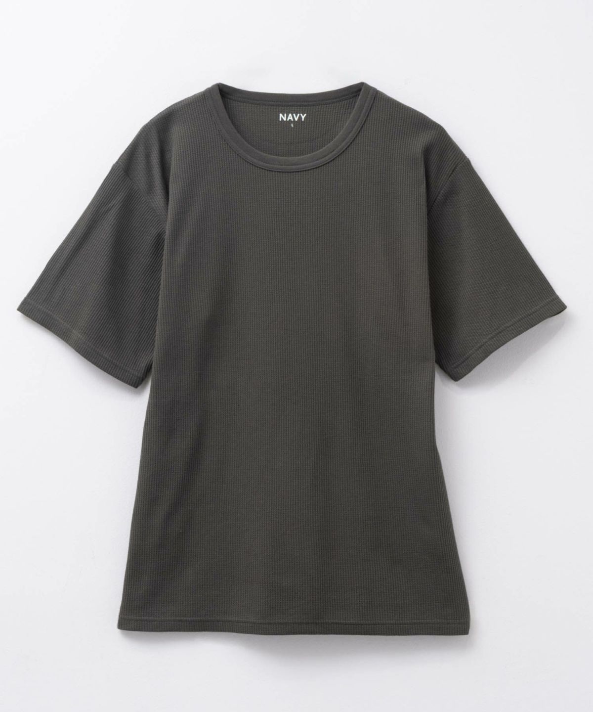 NAVY ワッフルクルーTシャツ メンズ
