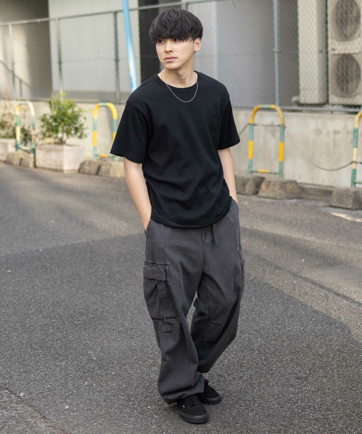 NAVY ワッフルクルーTシャツ メンズ