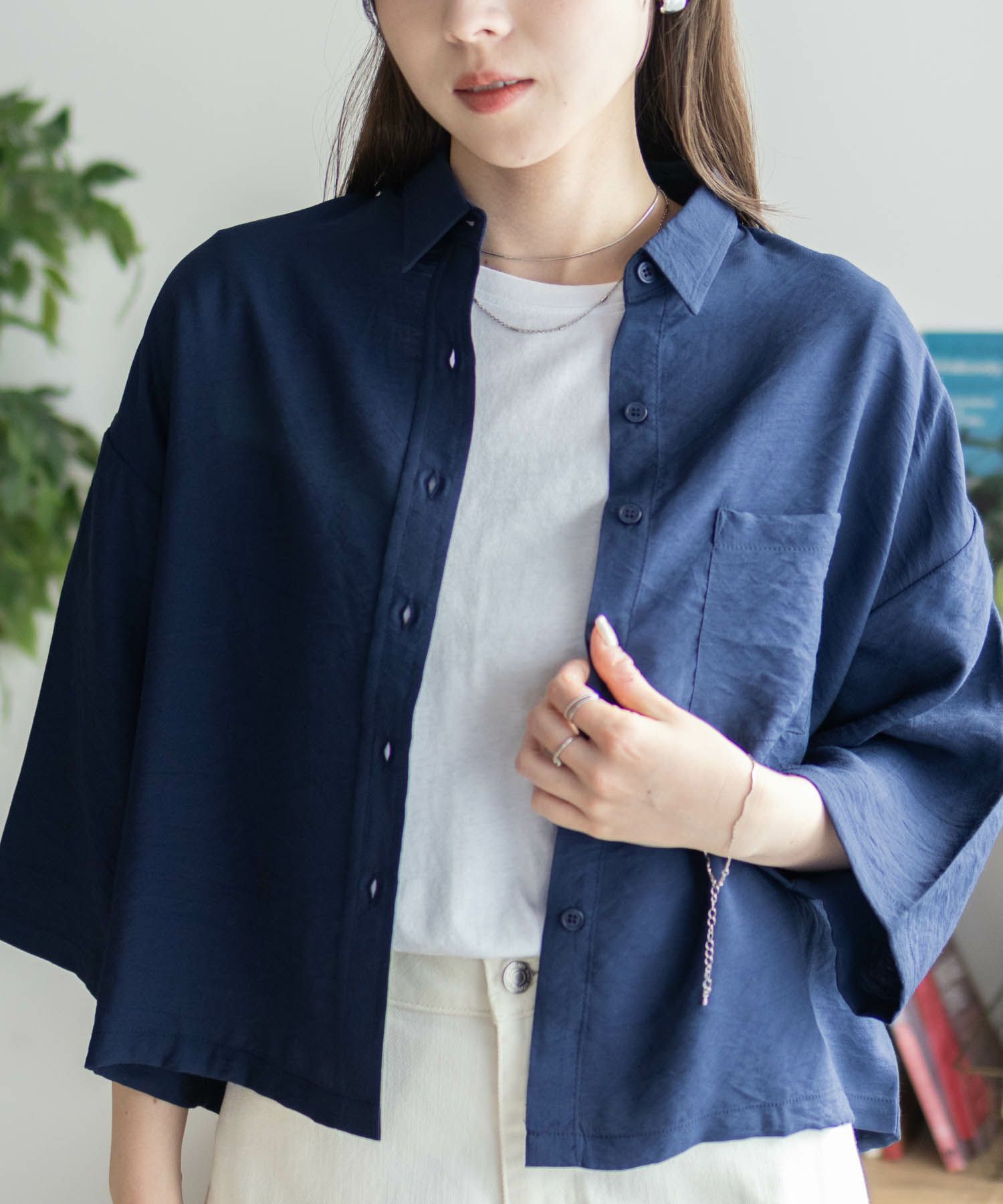 nAvy ショート丈7分袖シャツ レディース商品画像-4