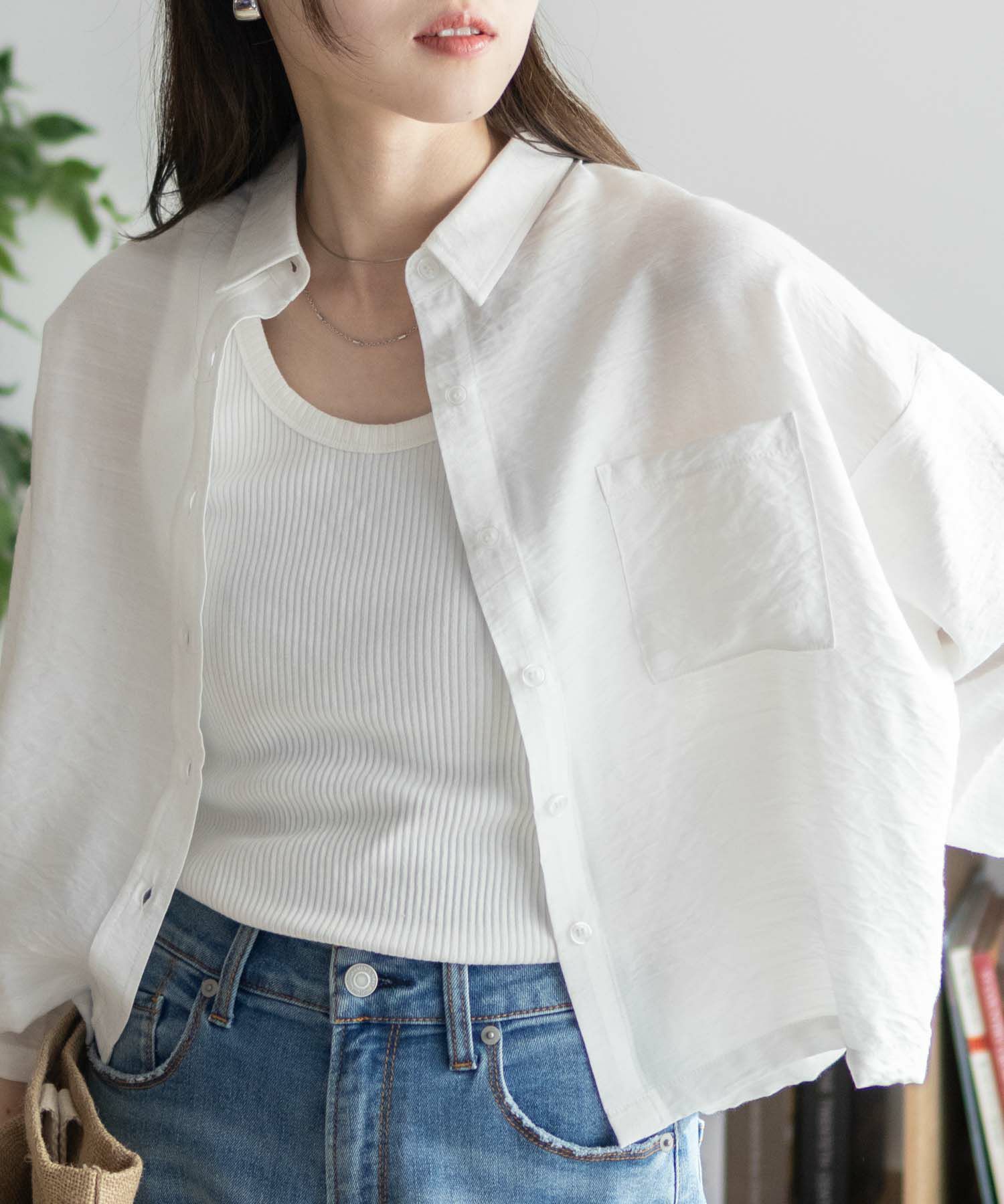 nAvy ショート丈7分袖シャツ レディース