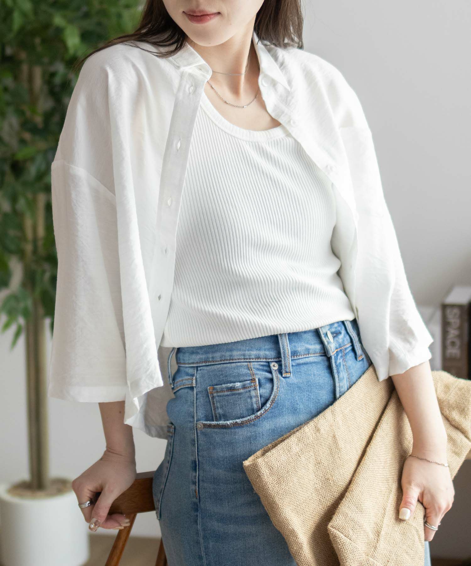nAvy ショート丈7分袖シャツ レディース