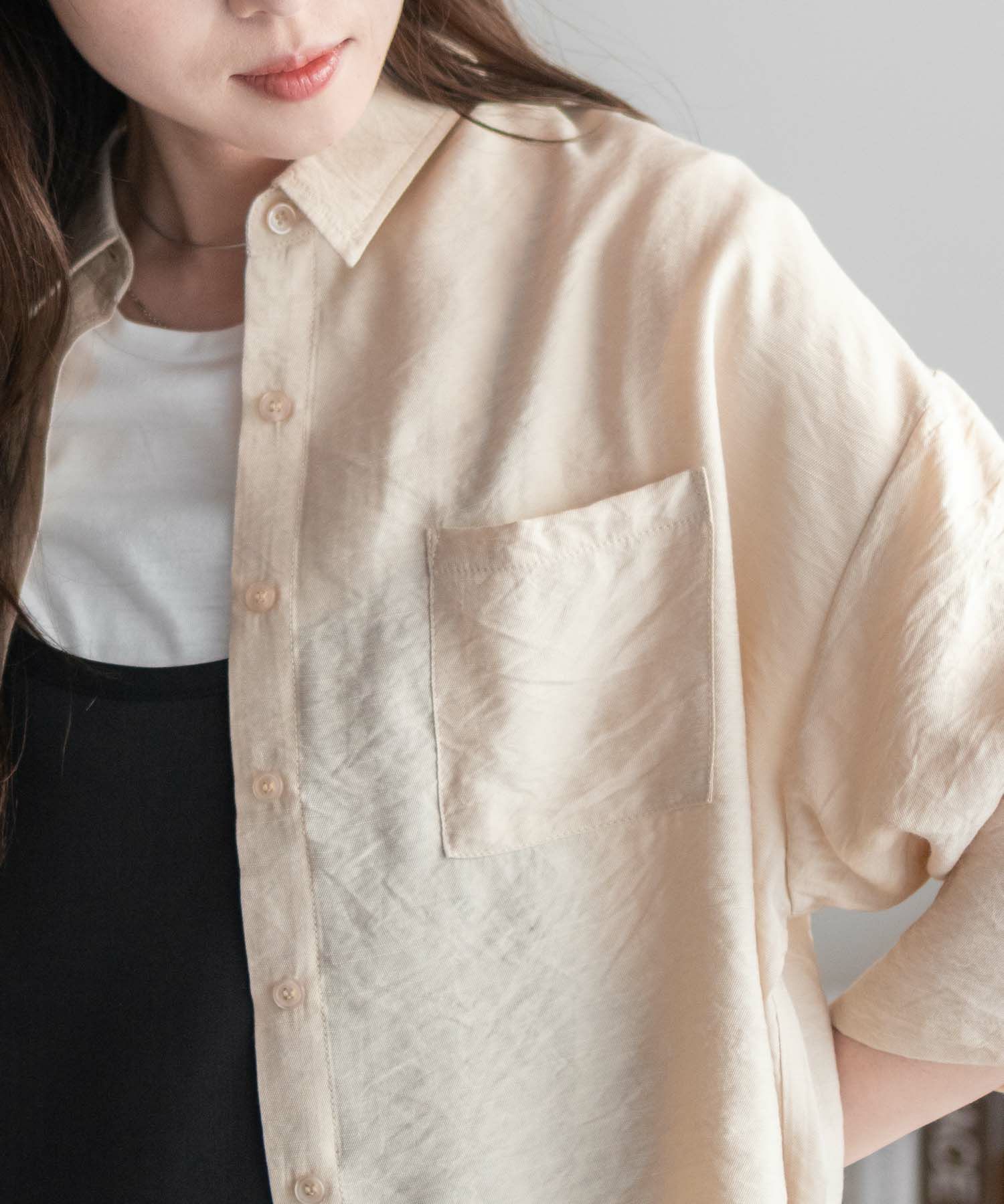 nAvy ショート丈7分袖シャツ レディース