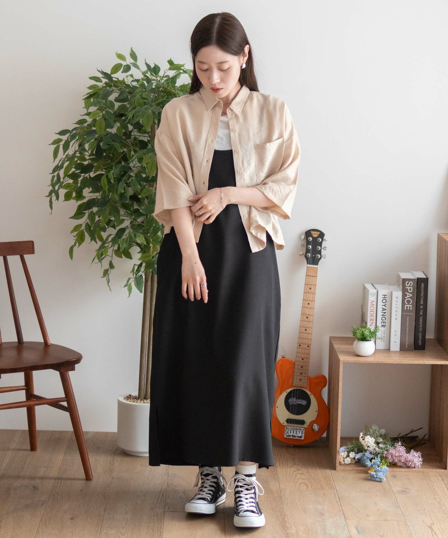 nAvy ショート丈7分袖シャツ レディース