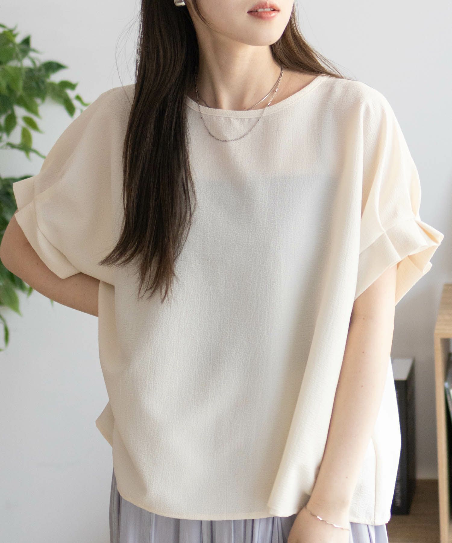 nAvy 袖口タックブラウス レディース
