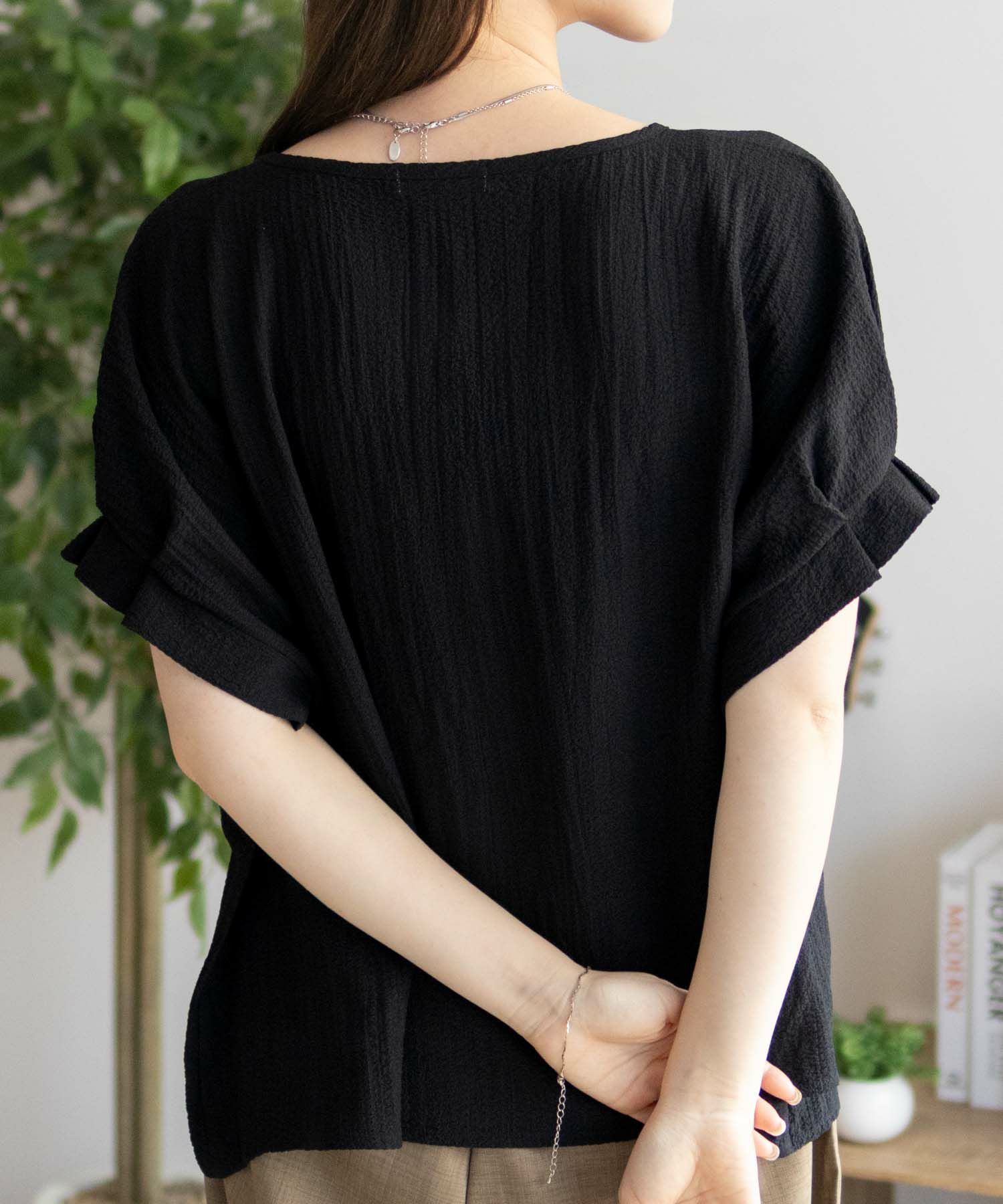nAvy 袖口タックブラウス レディース