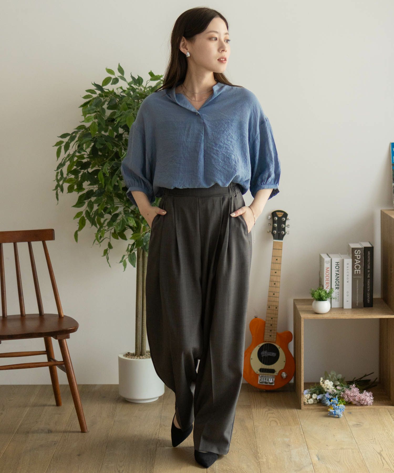 nAvy スラブスキッパーブラウス レディース
