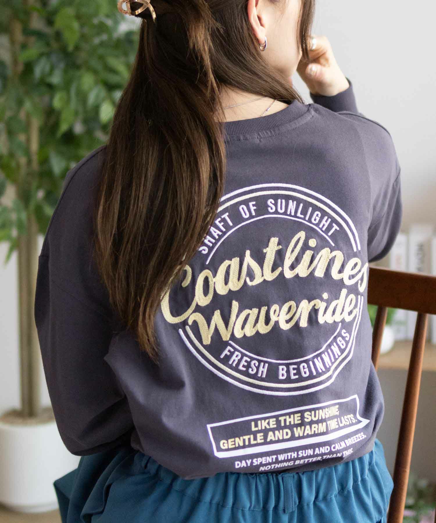 UNDERWRAPS  刺繍ラウンド長袖Tシャツ レディース メール便 対応商品商品サムネイル-1