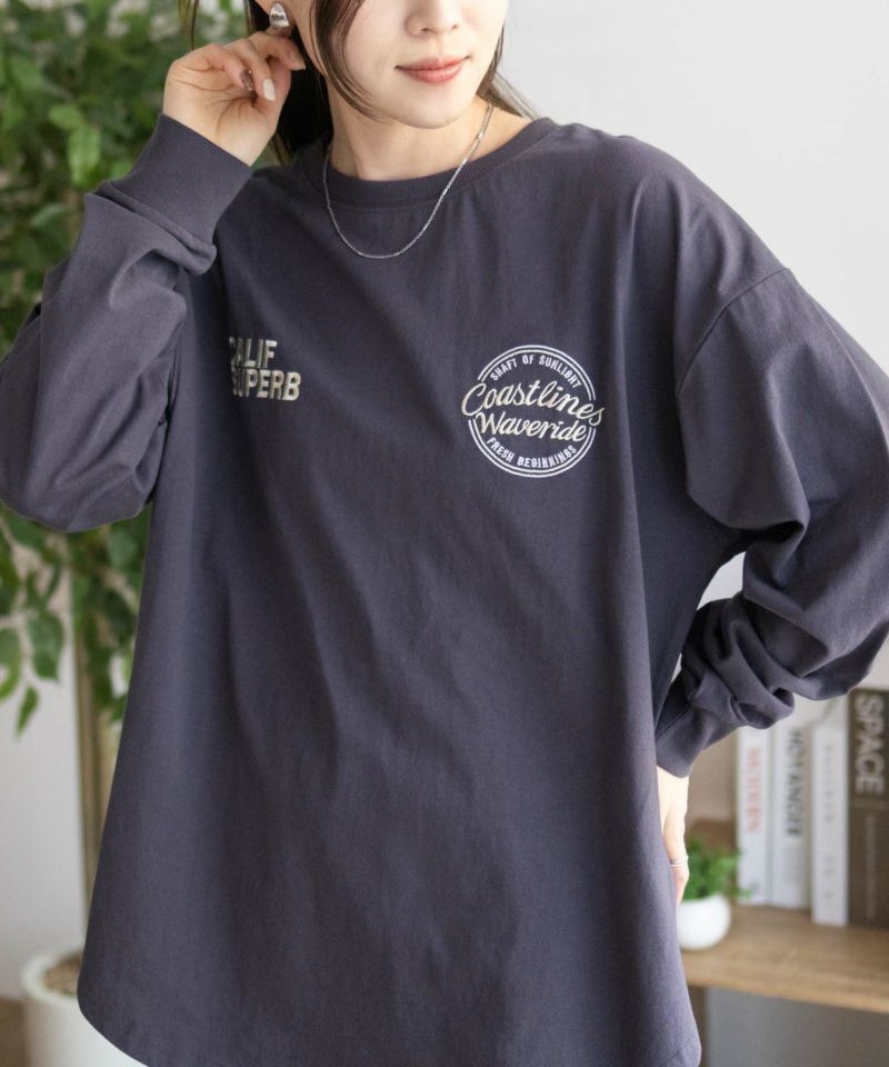 UNDERWRAPS  刺繍ラウンド長袖Tシャツ レディース メール便 対応商品商品画像-4
