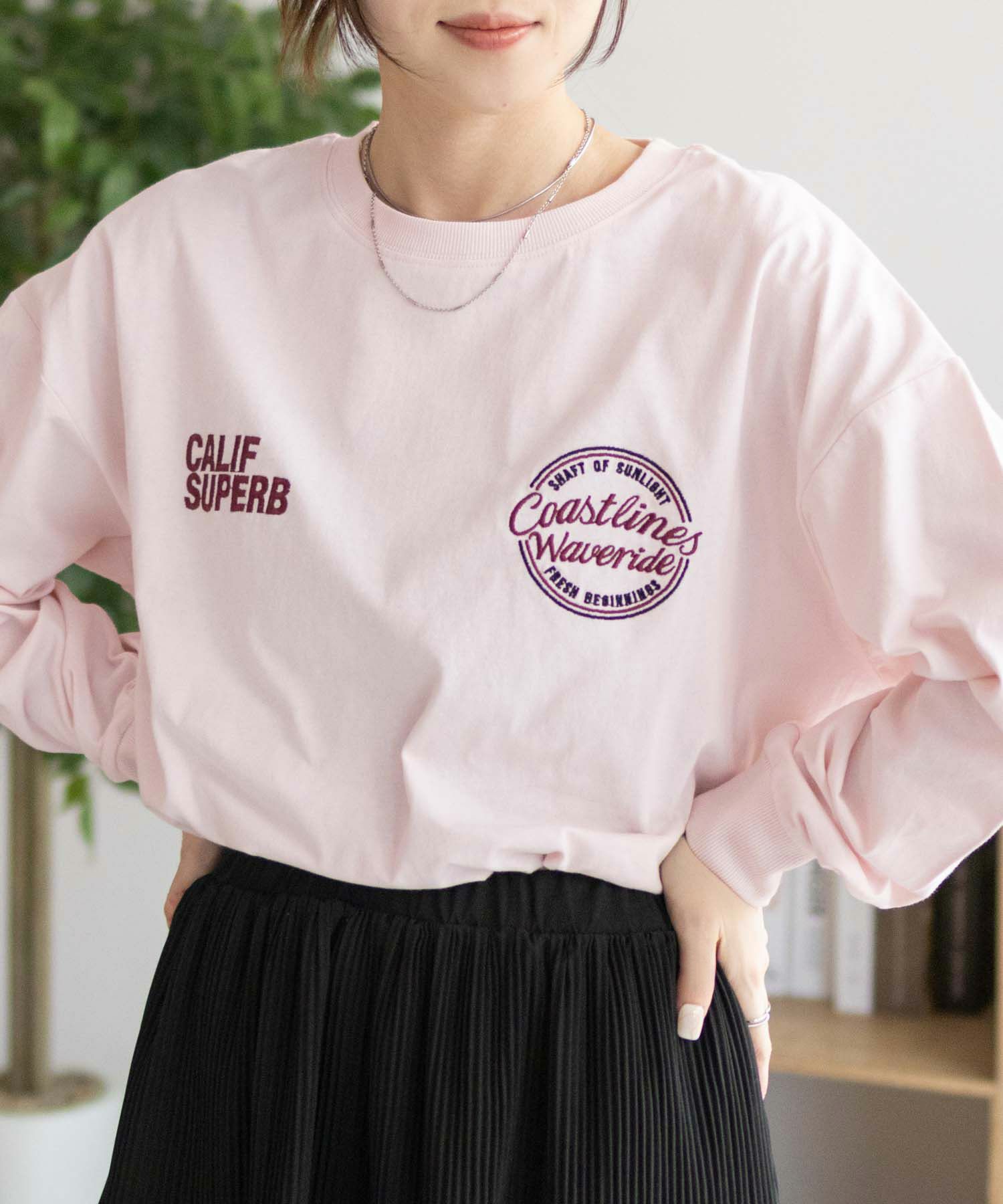 UNDERWRAPS 刺繍ラウンド長袖Tシャツ レディース ネコポス 対応商品