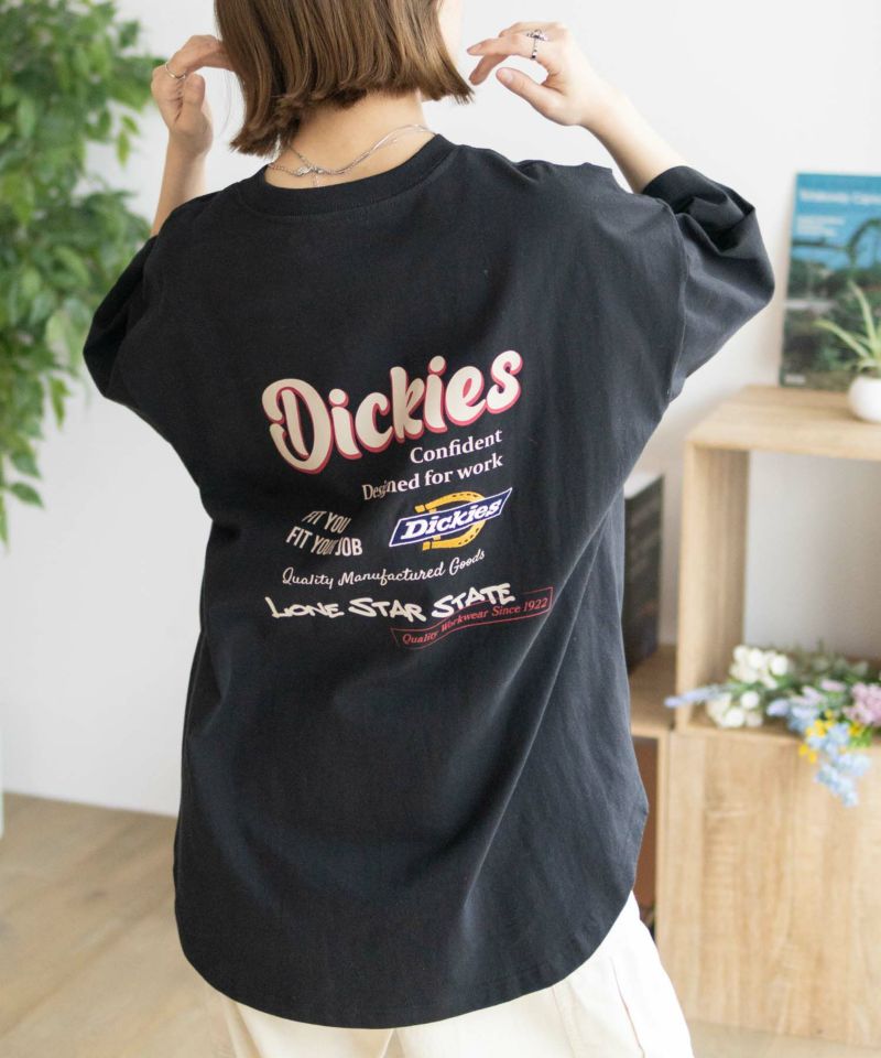 Dickies  バックロゴ刺繍裾ラウンドチュニックTシャツ レディース ネコポス 対応商品商品画像-2