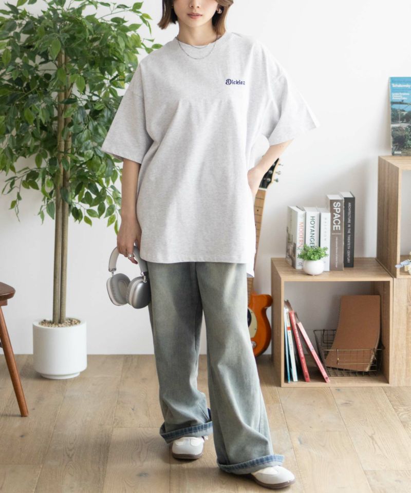 Dickies バックロゴ刺繍裾ラウンドチュニックTシャツ レディース
