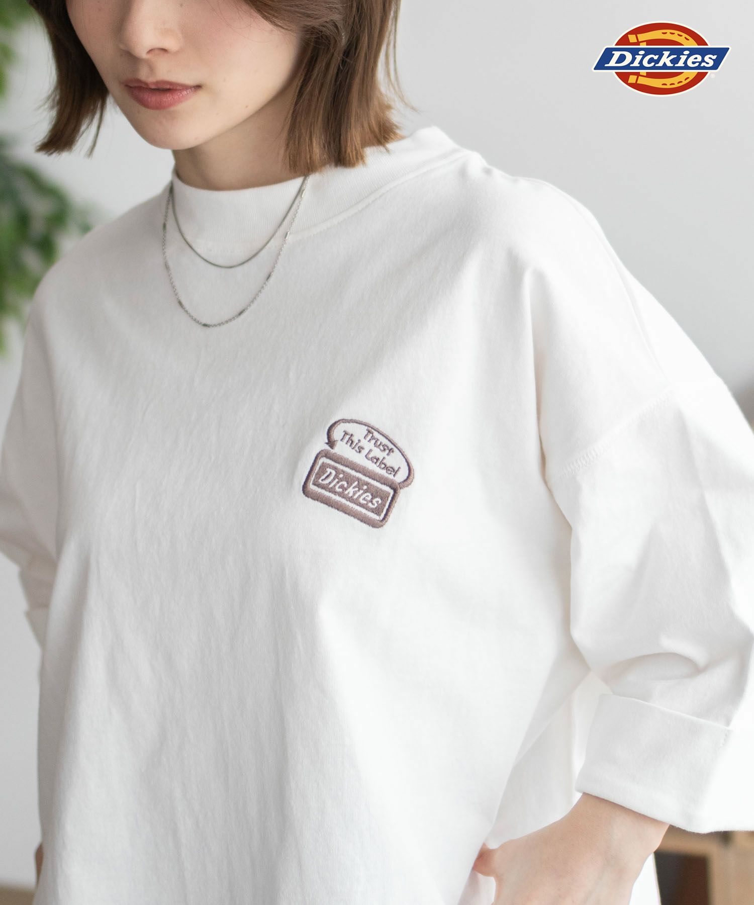 Dickies  刺繍ロールアップTシャツ レディース メール便 対応商品商品サムネイル-1