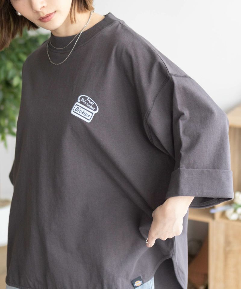 Dickies  刺繍ロールアップTシャツ レディース メール便 対応商品商品画像-2