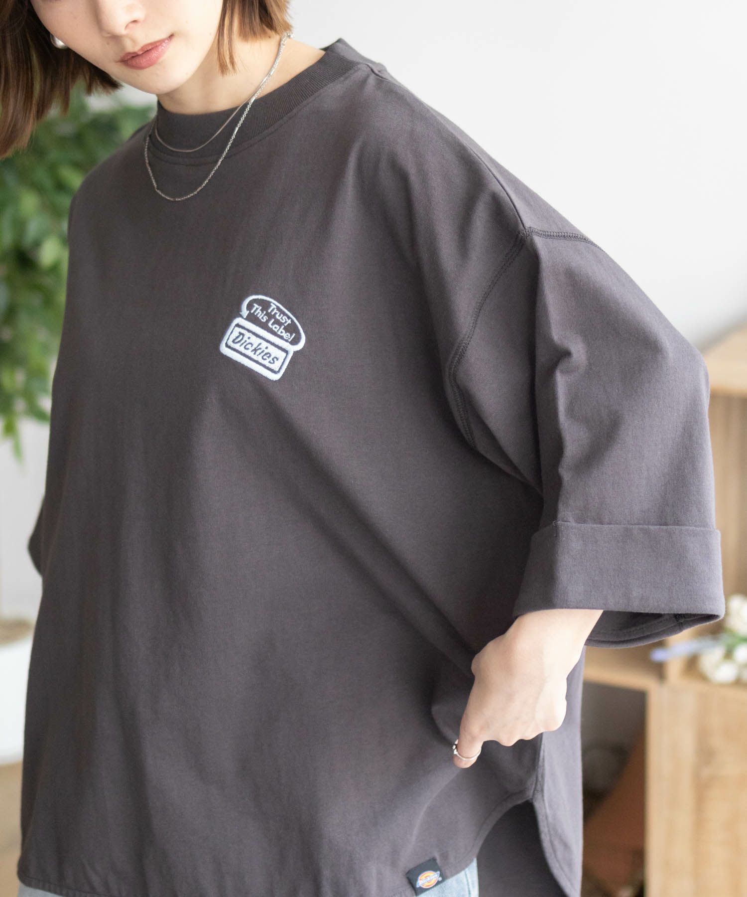 Dickies  刺繍ロールアップTシャツ レディース メール便 対応商品商品サムネイル-2