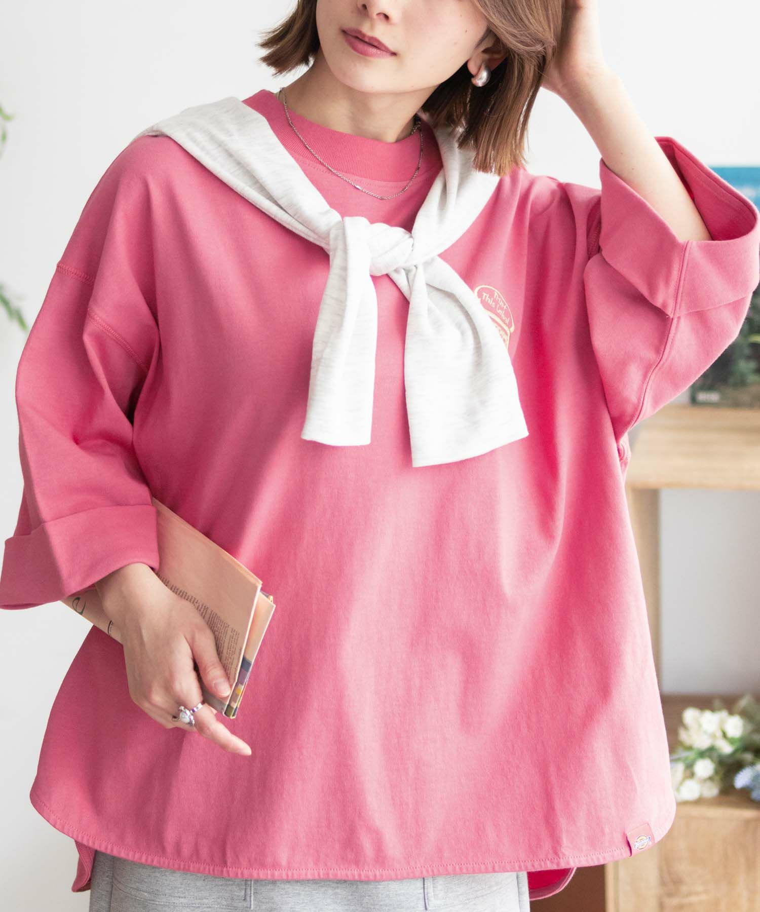 Dickies  刺繍ロールアップTシャツ レディース メール便 対応商品商品画像-3