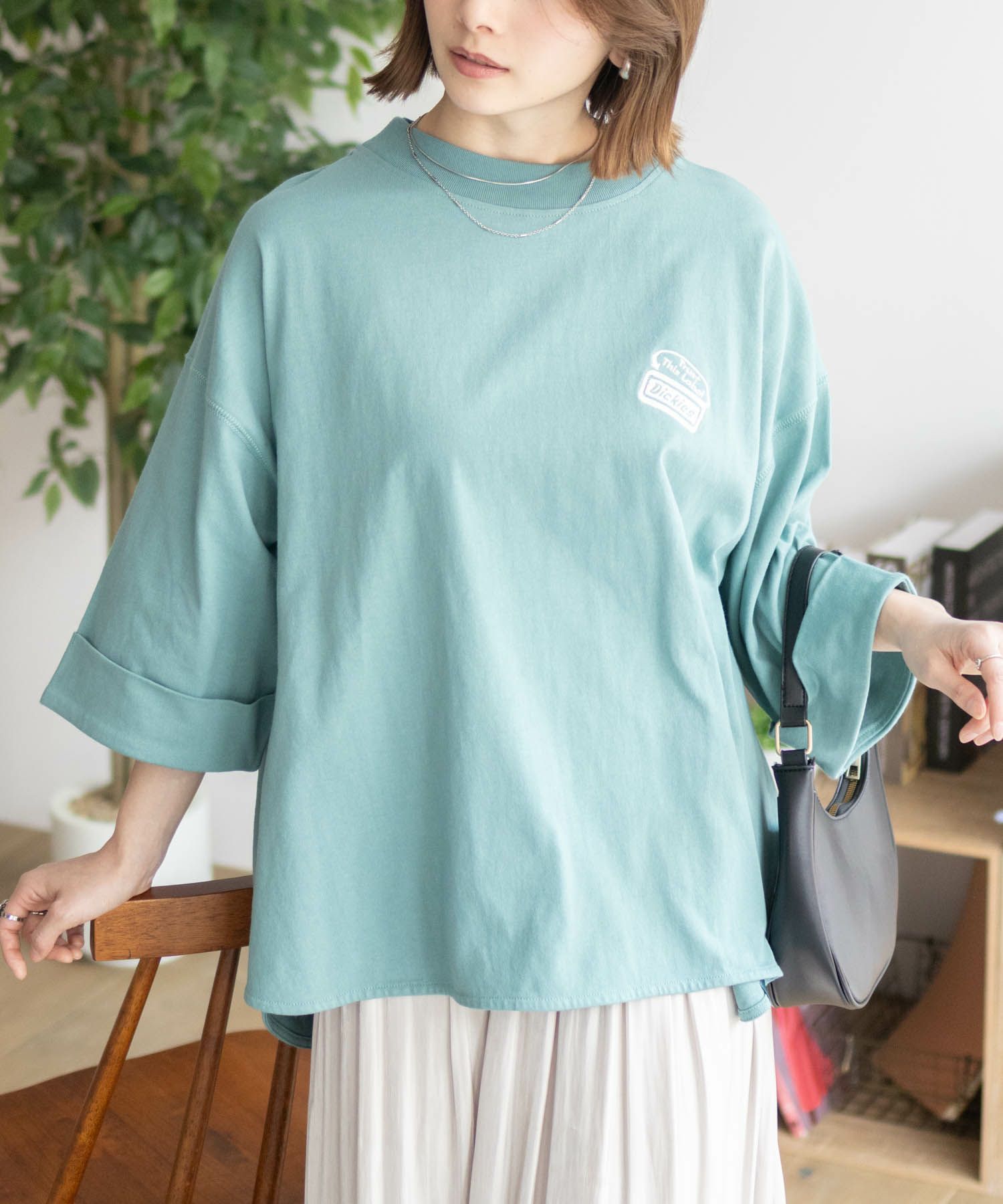 Dickies  刺繍ロールアップTシャツ レディース メール便 対応商品商品サムネイル-4
