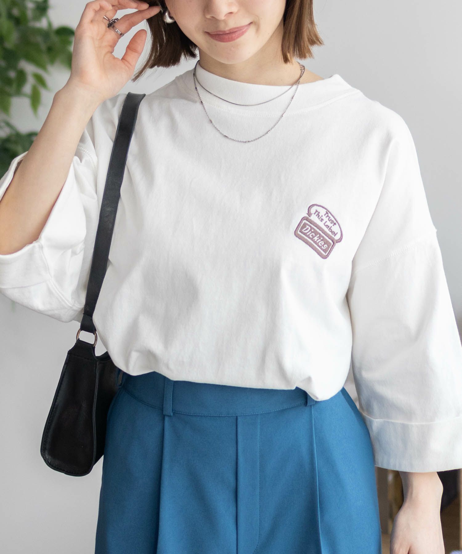 Dickies  刺繍ロールアップTシャツ レディース メール便 対応商品商品画像-5
