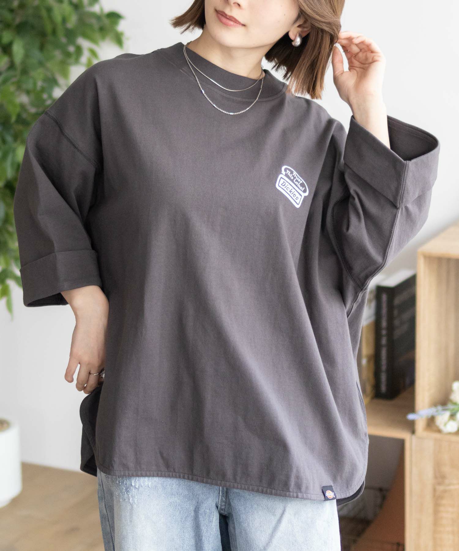 Dickies  刺繍ロールアップTシャツ レディース メール便 対応商品商品サムネイル-12