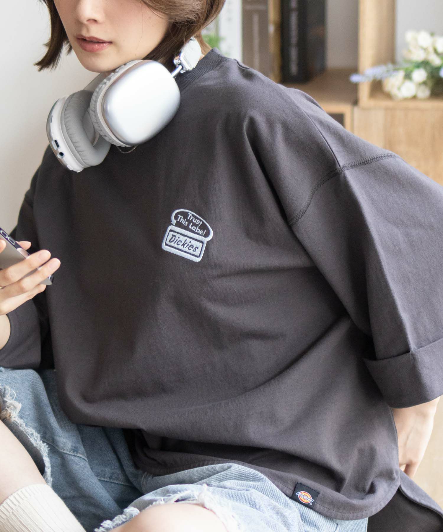 Dickies  刺繍ロールアップTシャツ レディース メール便 対応商品商品画像-15