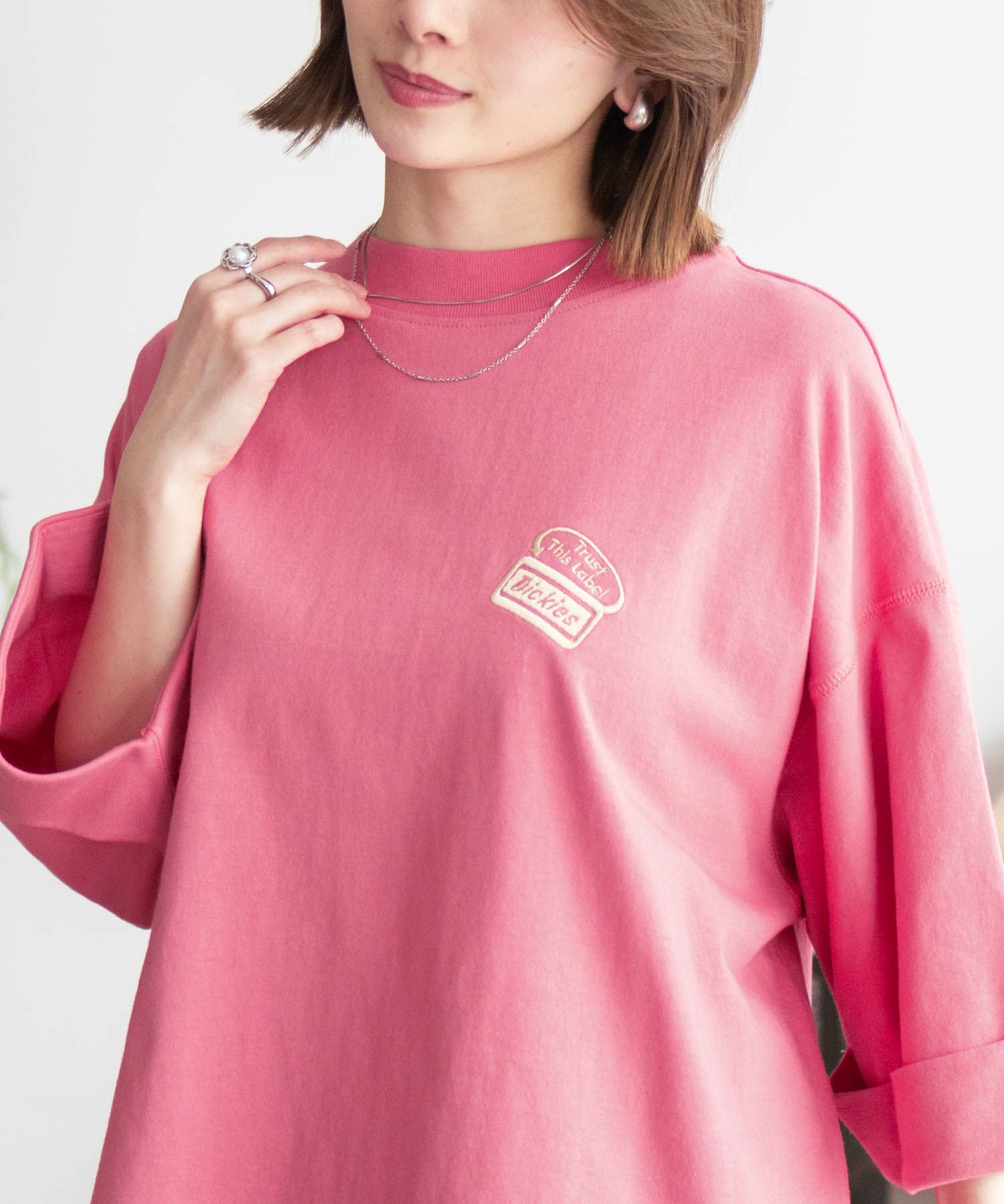 Dickies  刺繍ロールアップTシャツ レディース メール便 対応商品商品画像-17