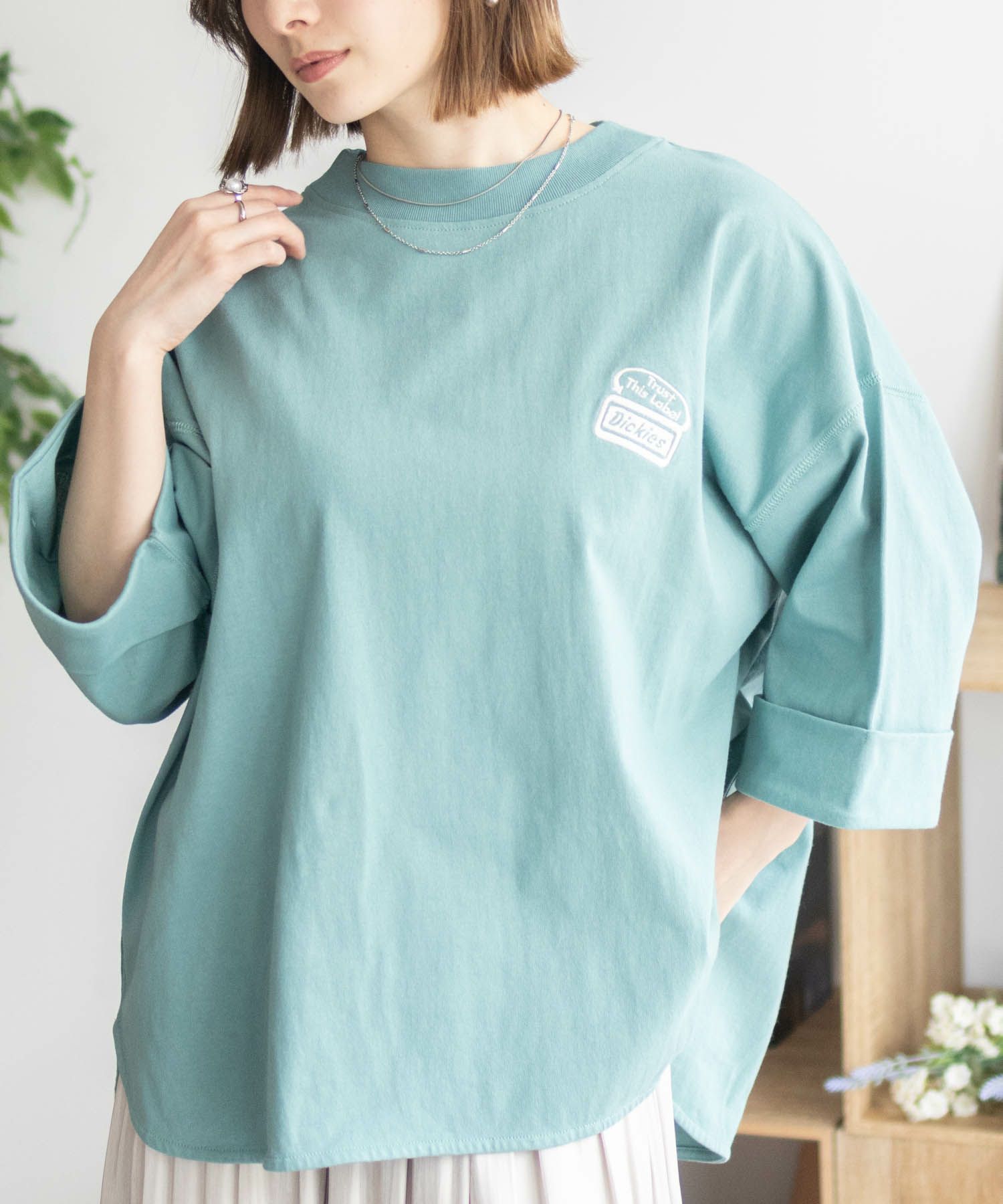 Dickies 刺繍ロールアップTシャツ レディース ネコポス 対応商品