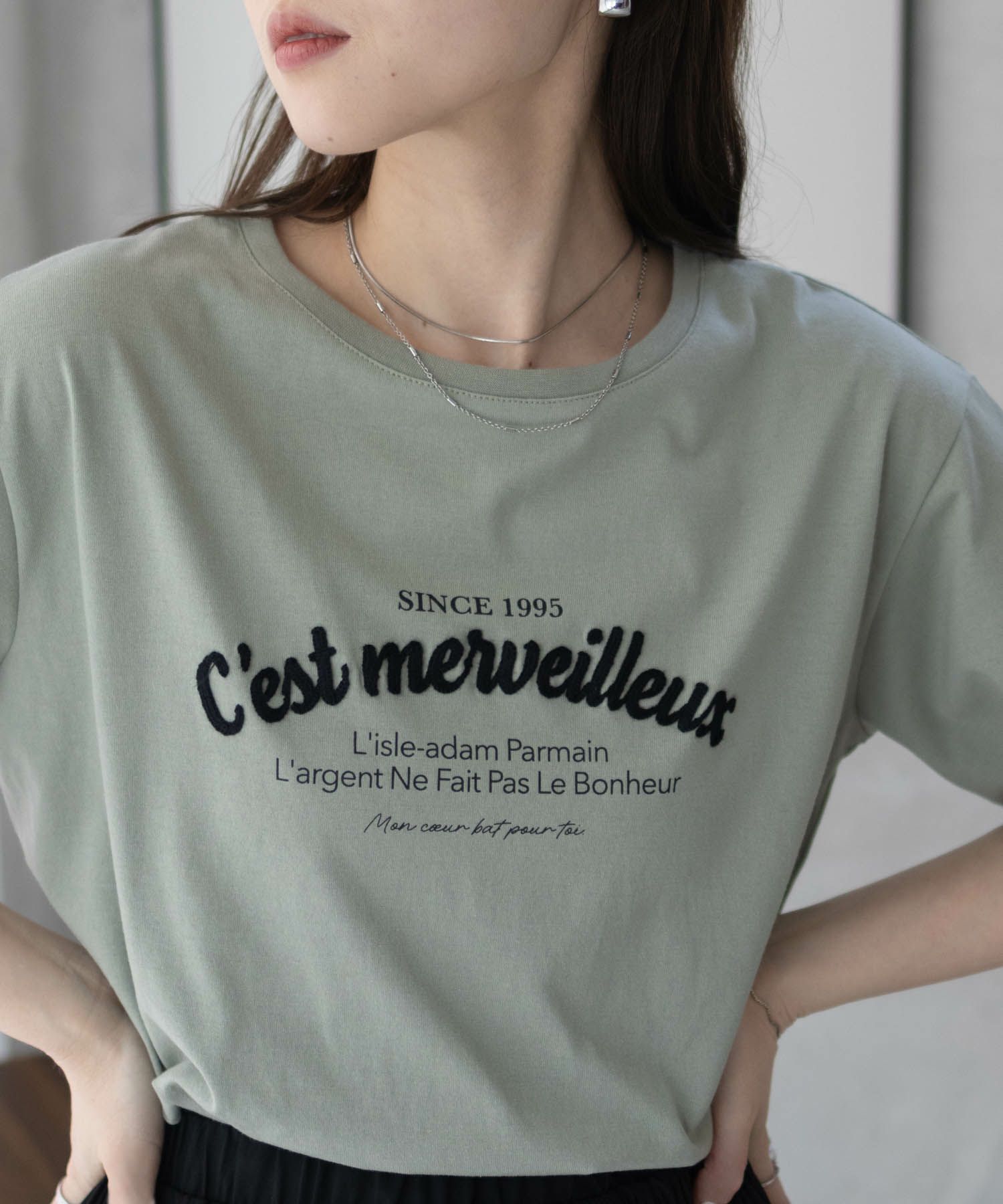 T-GRAPHICS  ロゴ刺繍Tシャツ レディース メール便 対応商品商品サムネイル-1