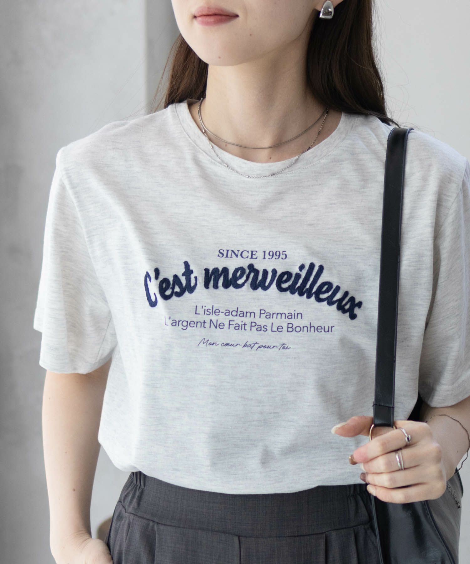 T-GRAPHICS  ロゴ刺繍Tシャツ レディース メール便 対応商品商品サムネイル-2
