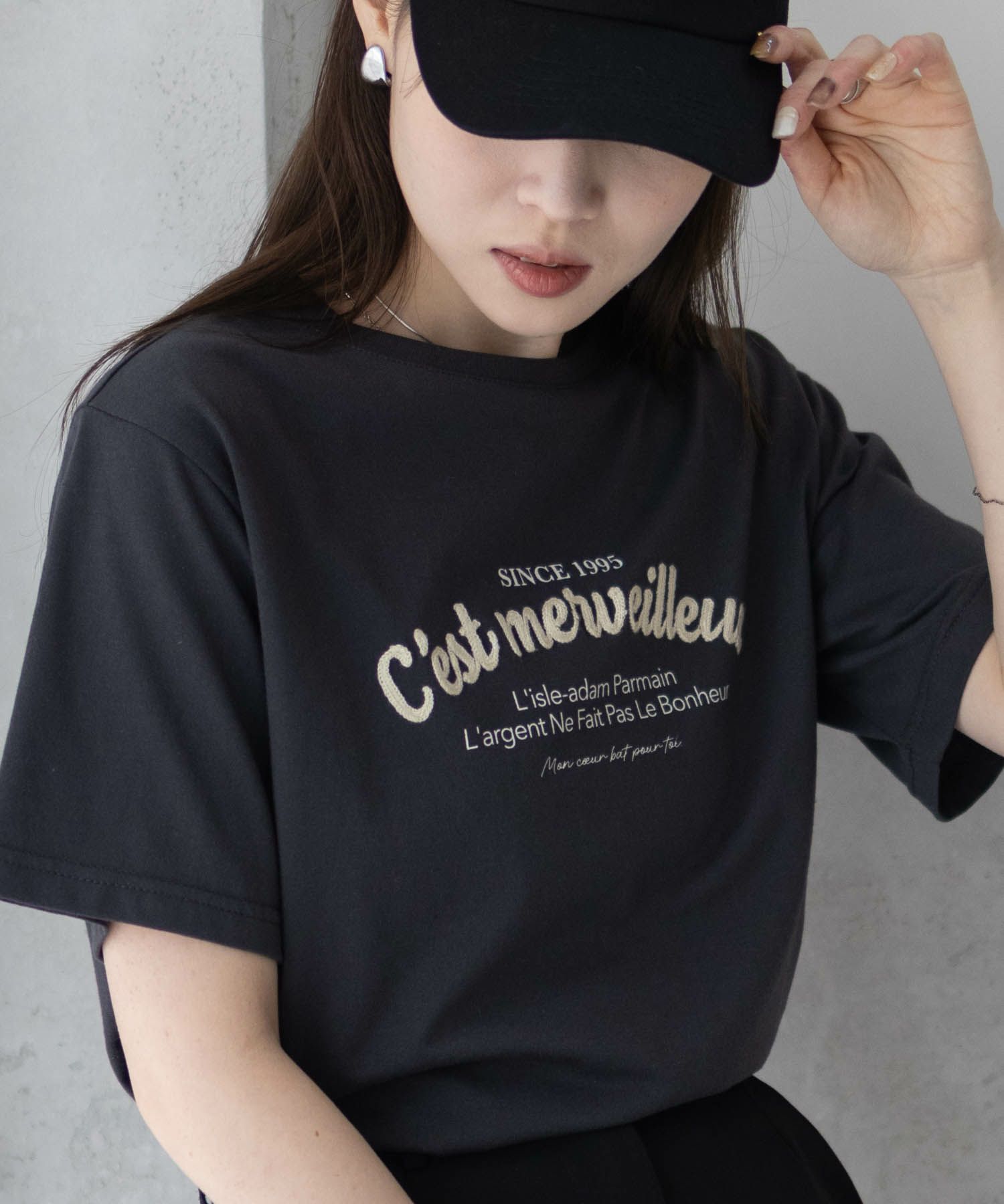 T-GRAPHICS  ロゴ刺繍Tシャツ レディース メール便 対応商品商品画像-3