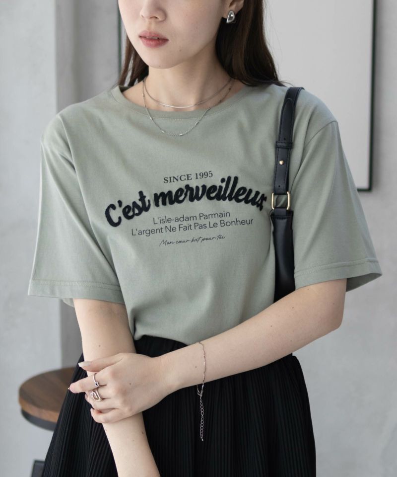 T-GRAPHICS  ロゴ刺繍Tシャツ レディース メール便 対応商品商品画像-4