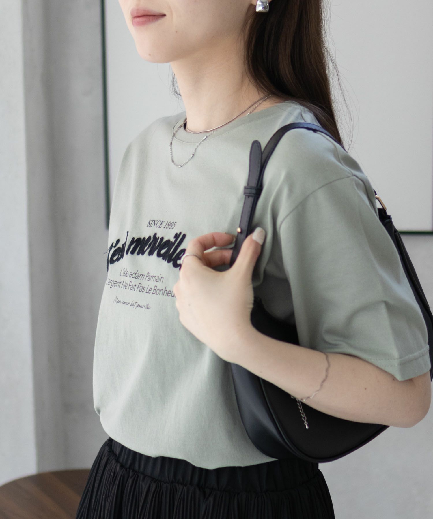 T-GRAPHICS  ロゴ刺繍Tシャツ レディース メール便 対応商品商品画像-5