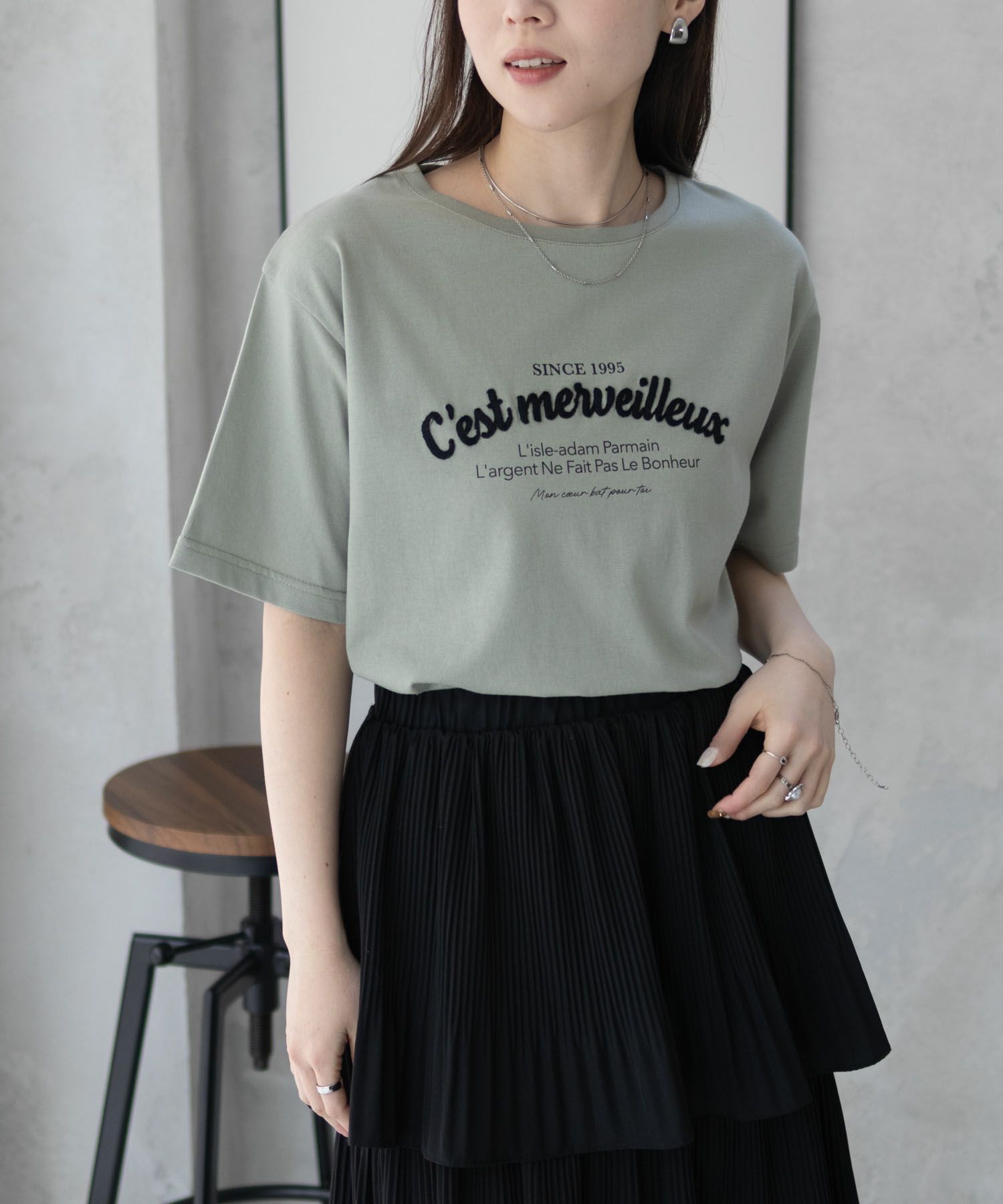T-GRAPHICS  ロゴ刺繍Tシャツ レディース メール便 対応商品商品画像-7