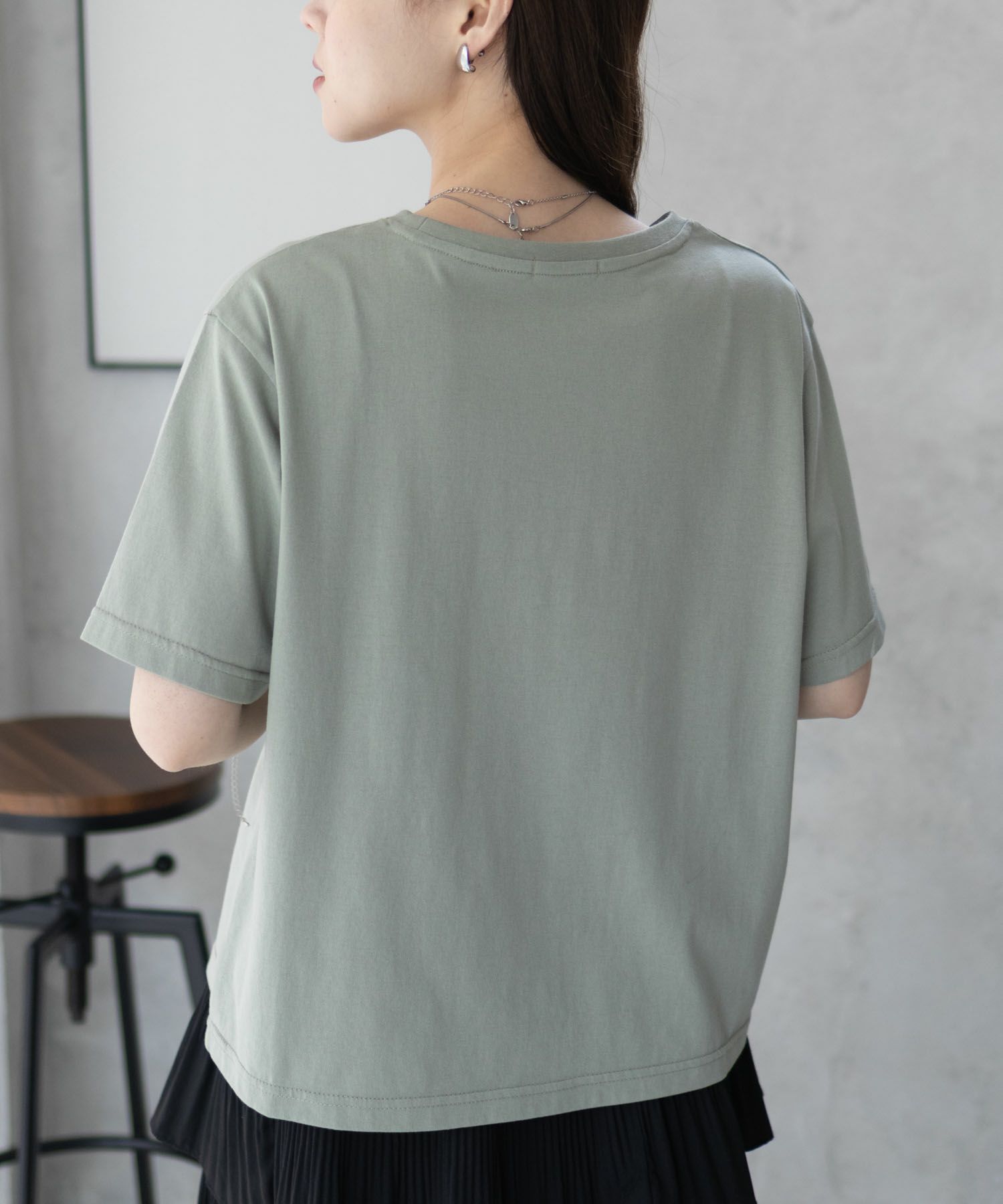 T-GRAPHICS  ロゴ刺繍Tシャツ レディース メール便 対応商品商品画像-9