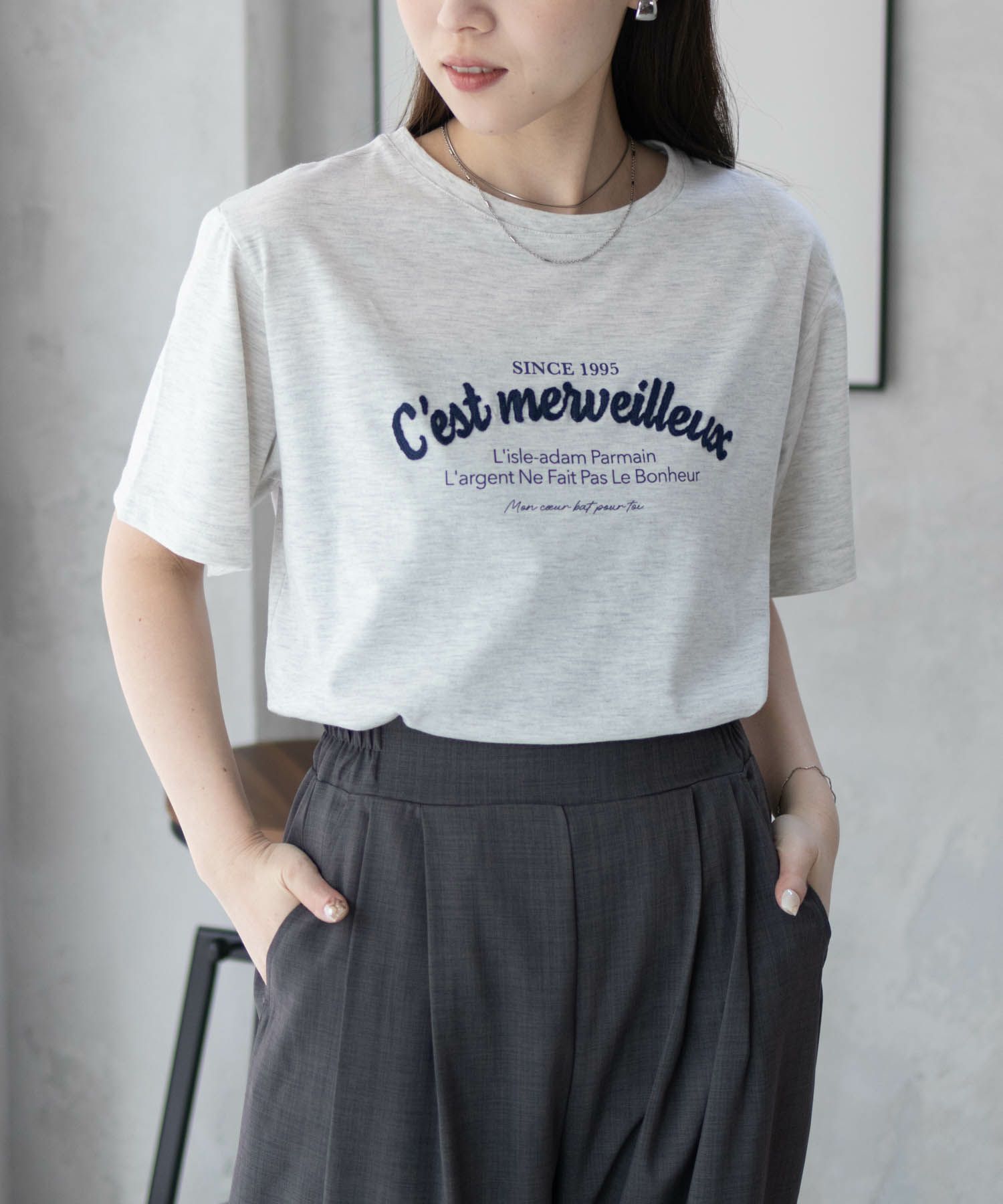 T-GRAPHICS  ロゴ刺繍Tシャツ レディース メール便 対応商品商品画像-12