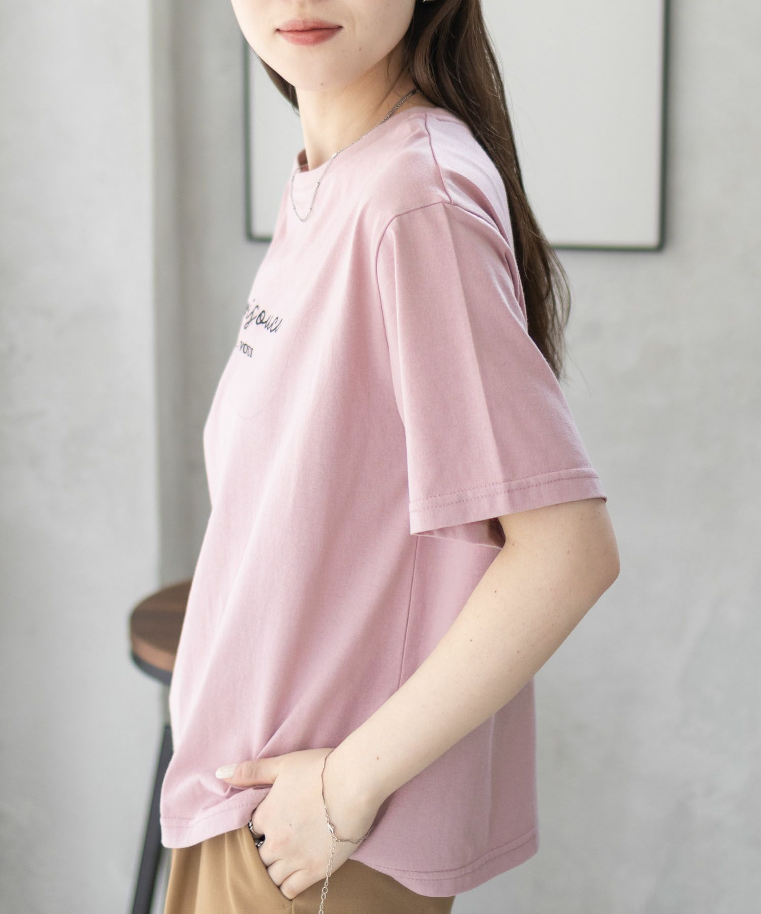 T-GRAPHICS  ロゴ刺繍Tシャツ レディース メール便 対応商品商品画像-9