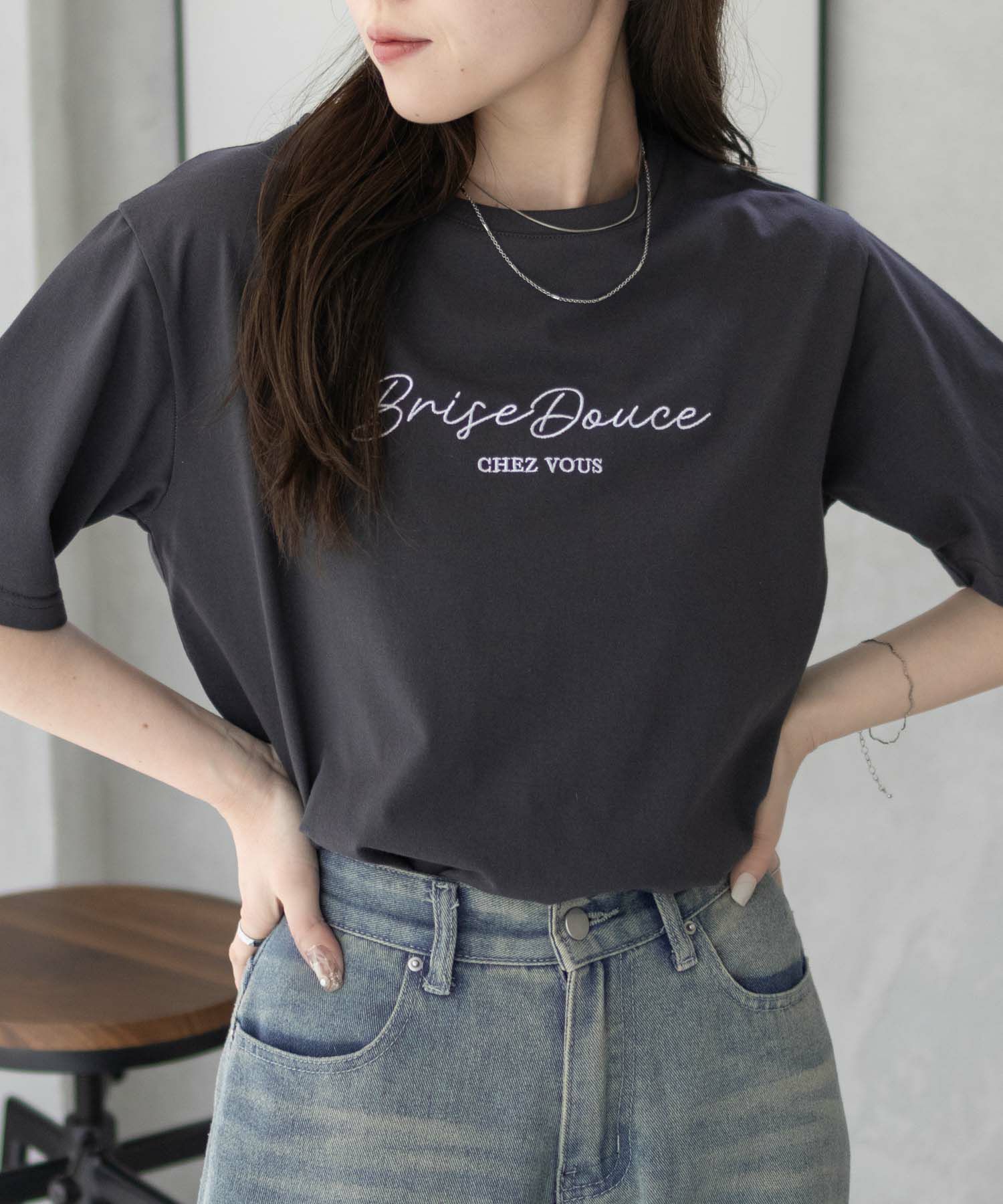 T-GRAPHICS  ロゴ刺繍Tシャツ レディース メール便 対応商品商品画像-12