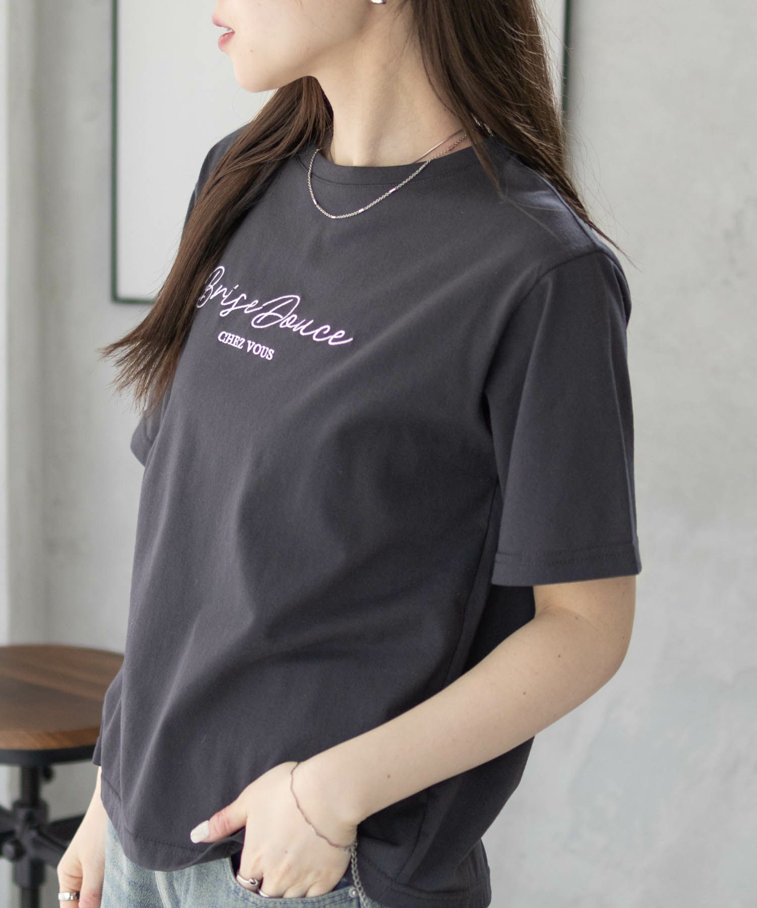 T-GRAPHICS  ロゴ刺繍Tシャツ レディース メール便 対応商品商品画像-13