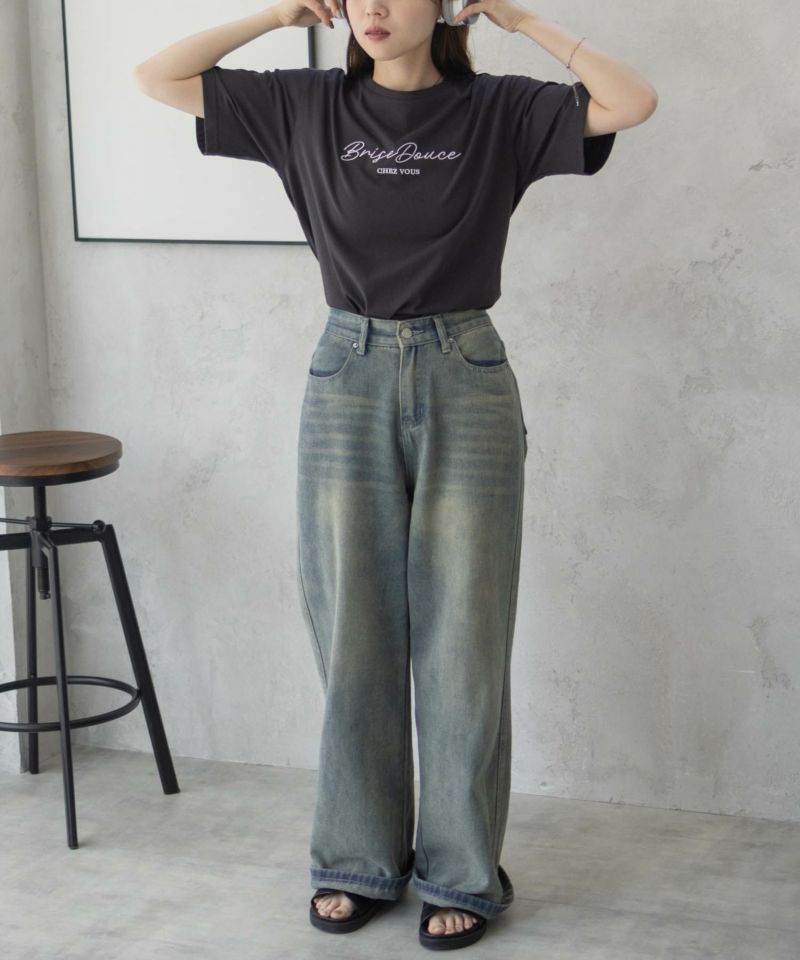 T-GRAPHICS  ロゴ刺繍Tシャツ レディース メール便 対応商品商品画像-17