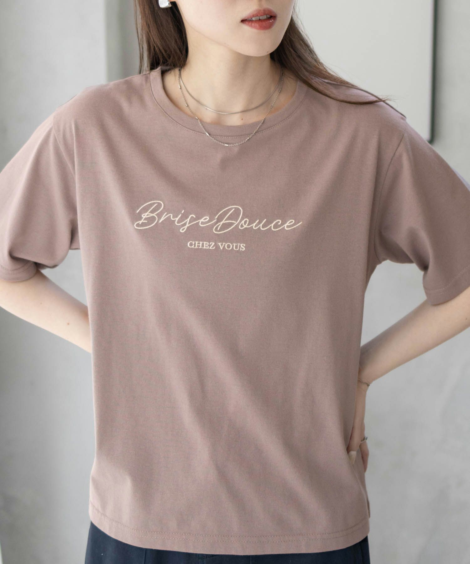 T-GRAPHICS  ロゴ刺繍Tシャツ レディース メール便 対応商品商品画像-18