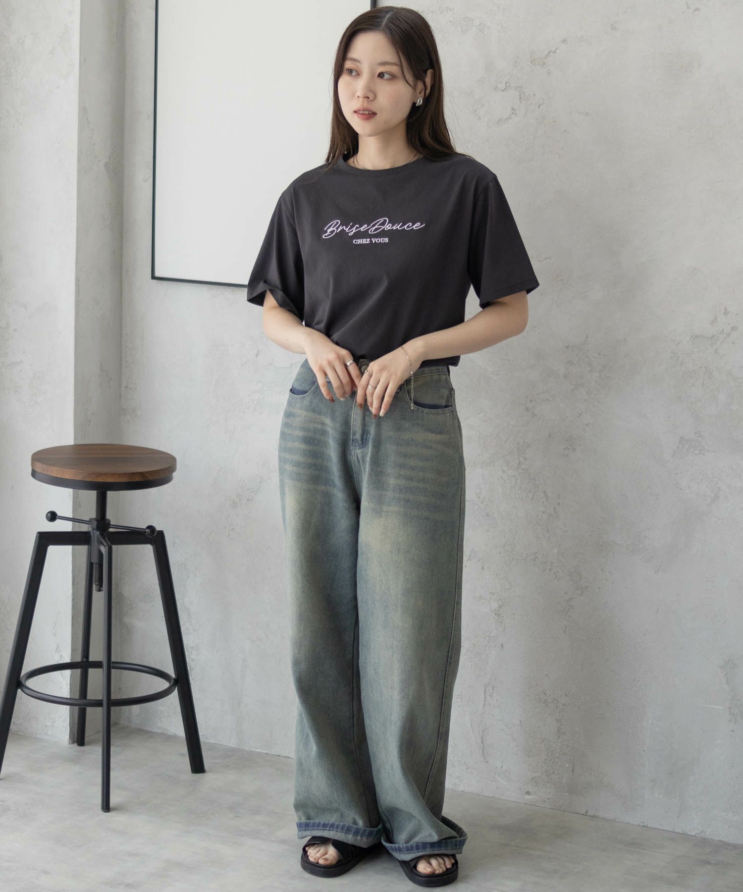T-GRAPHICS ロゴ刺繍Tシャツ レディース ネコポス 対応商品