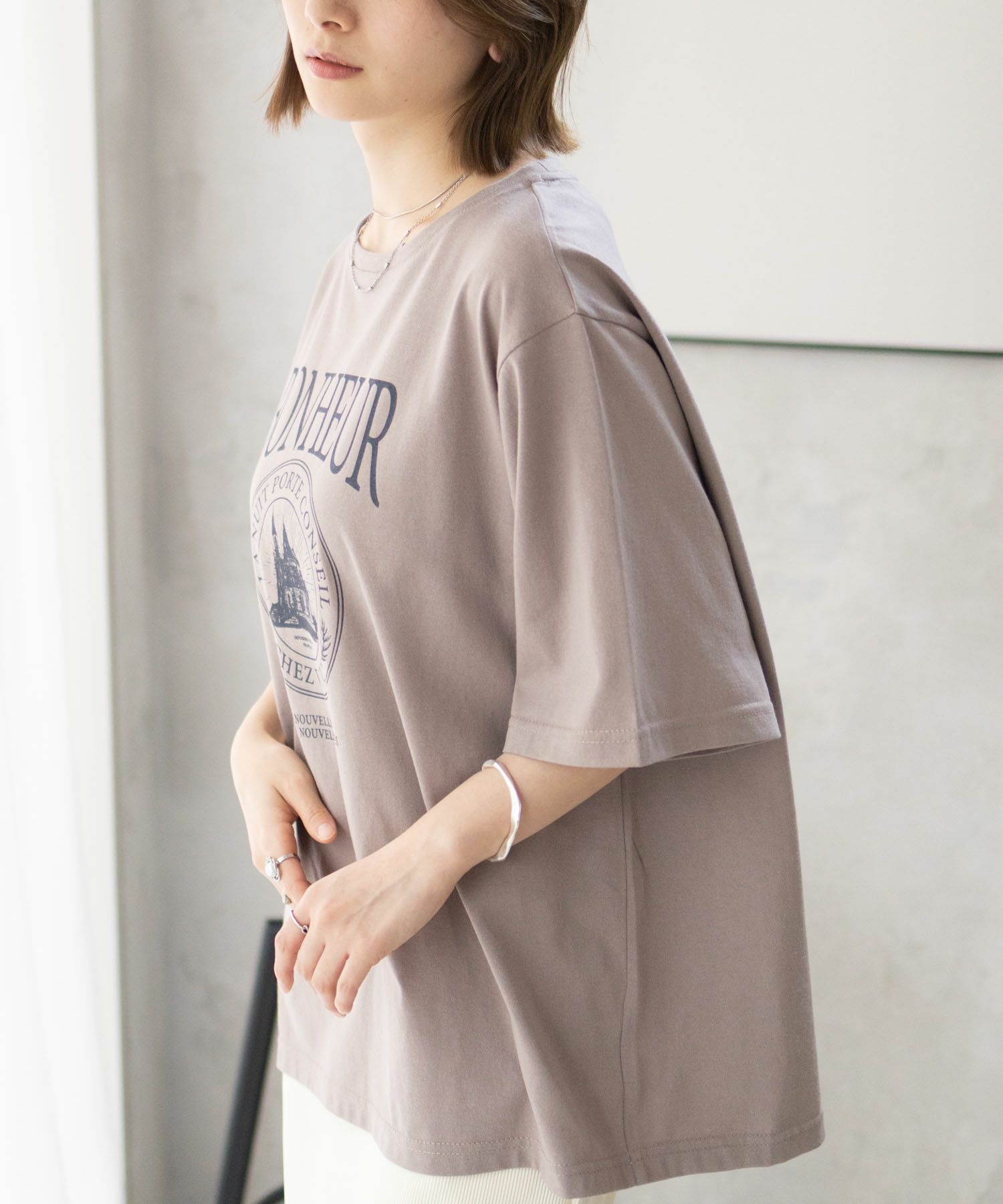 T-GRAPHICS カフェテイストプリントTシャツ レディース ネコポス 対応商品