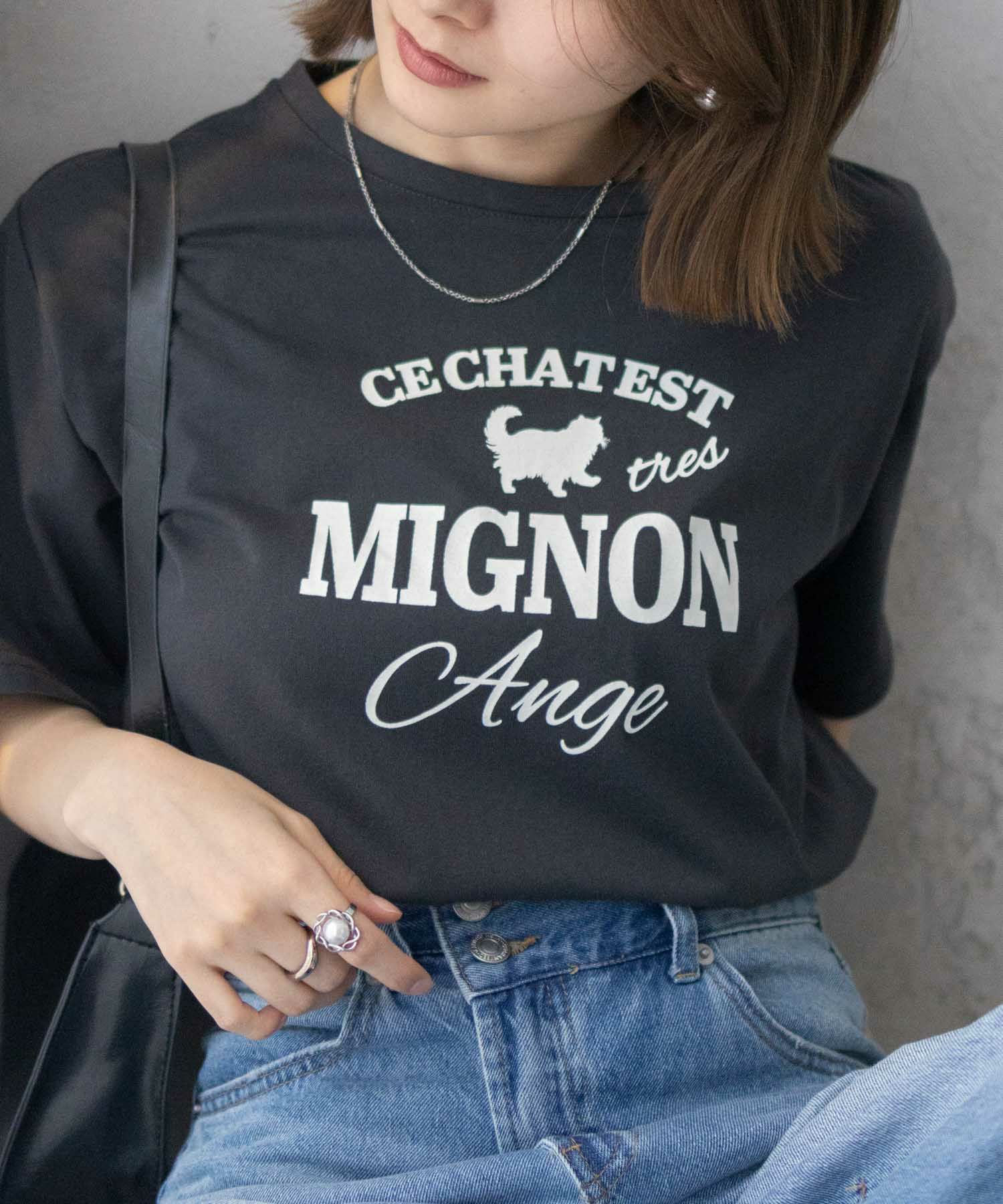 T-GRAPHICS  ネコシルエットTシャツ レディース メール便 対応商品商品サムネイル-1