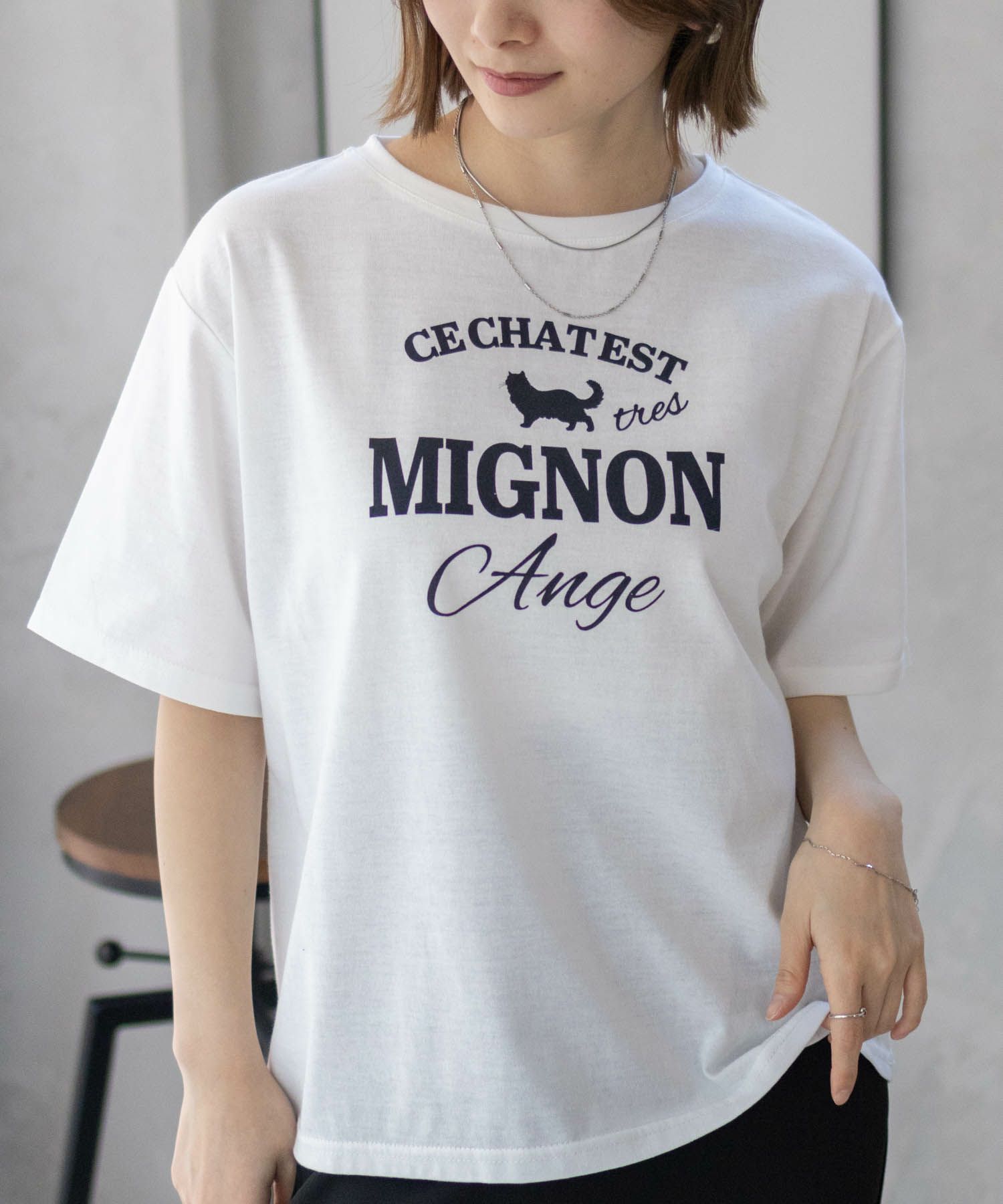 T-GRAPHICS  ネコシルエットTシャツ レディース メール便 対応商品商品サムネイル-2