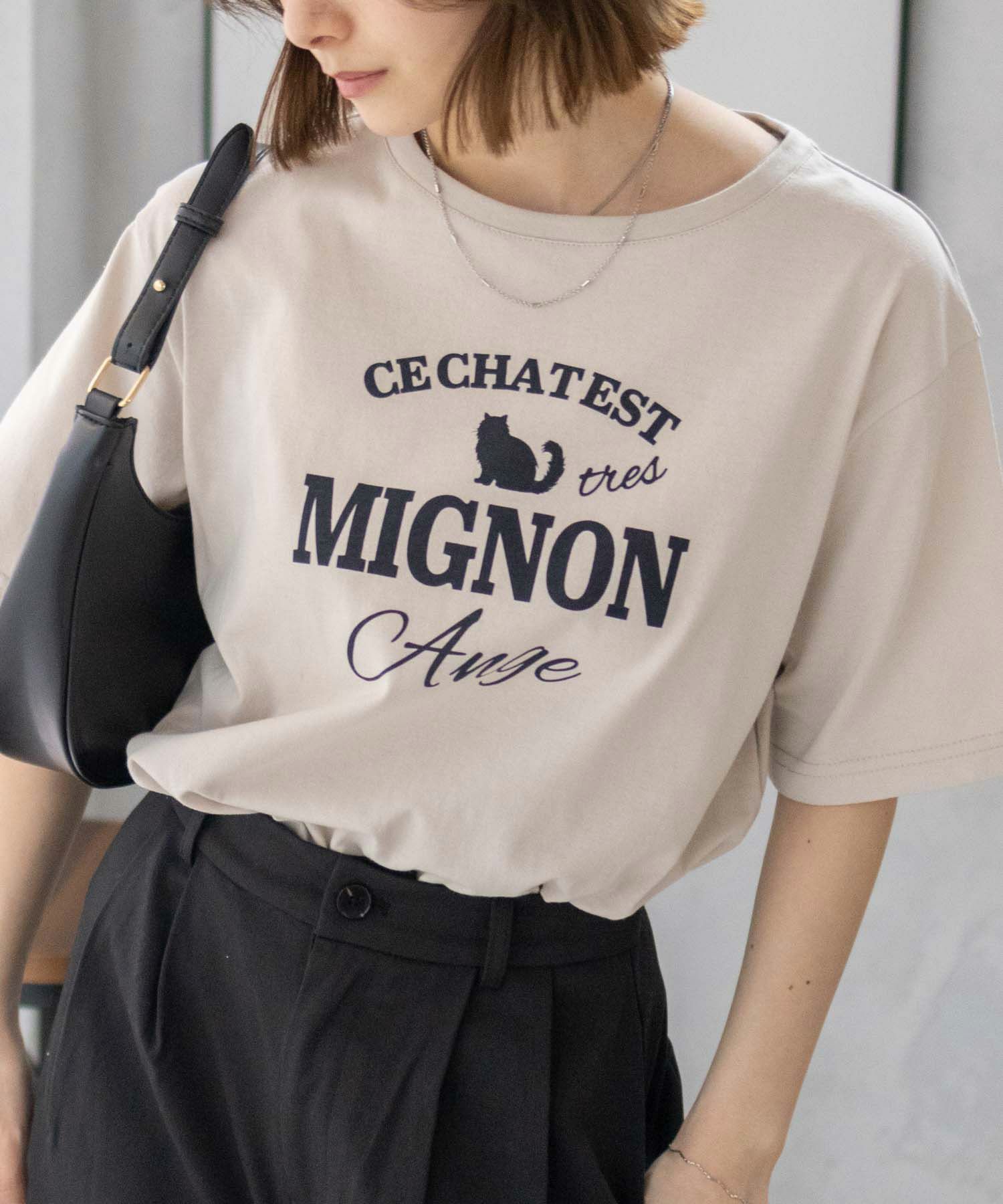 T-GRAPHICS  ネコシルエットTシャツ レディース メール便 対応商品商品画像-3