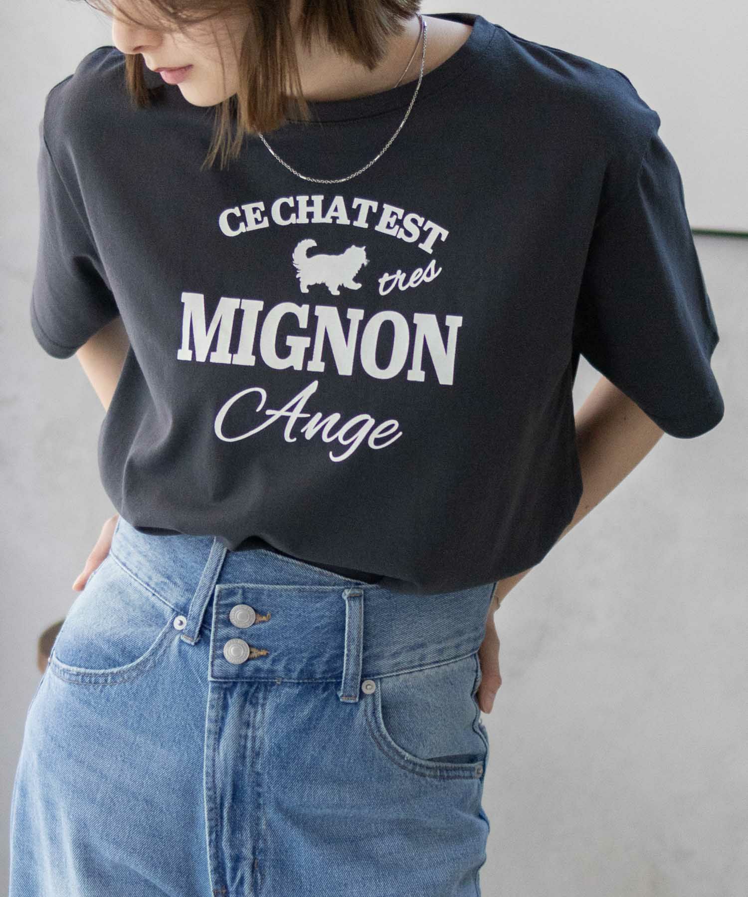 T-GRAPHICS  ネコシルエットTシャツ レディース メール便 対応商品商品画像-5