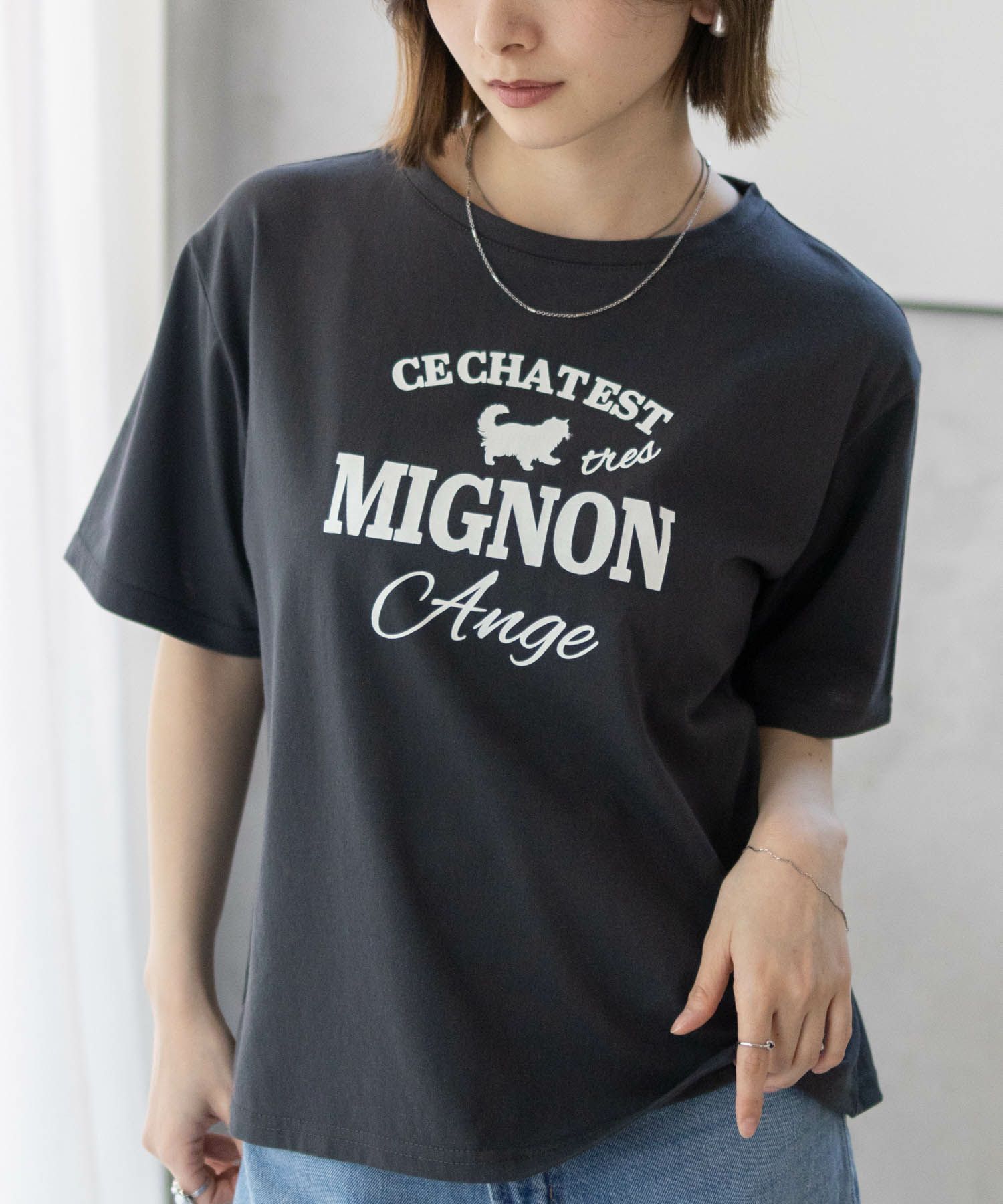 T-GRAPHICS  ネコシルエットTシャツ レディース メール便 対応商品商品サムネイル-6
