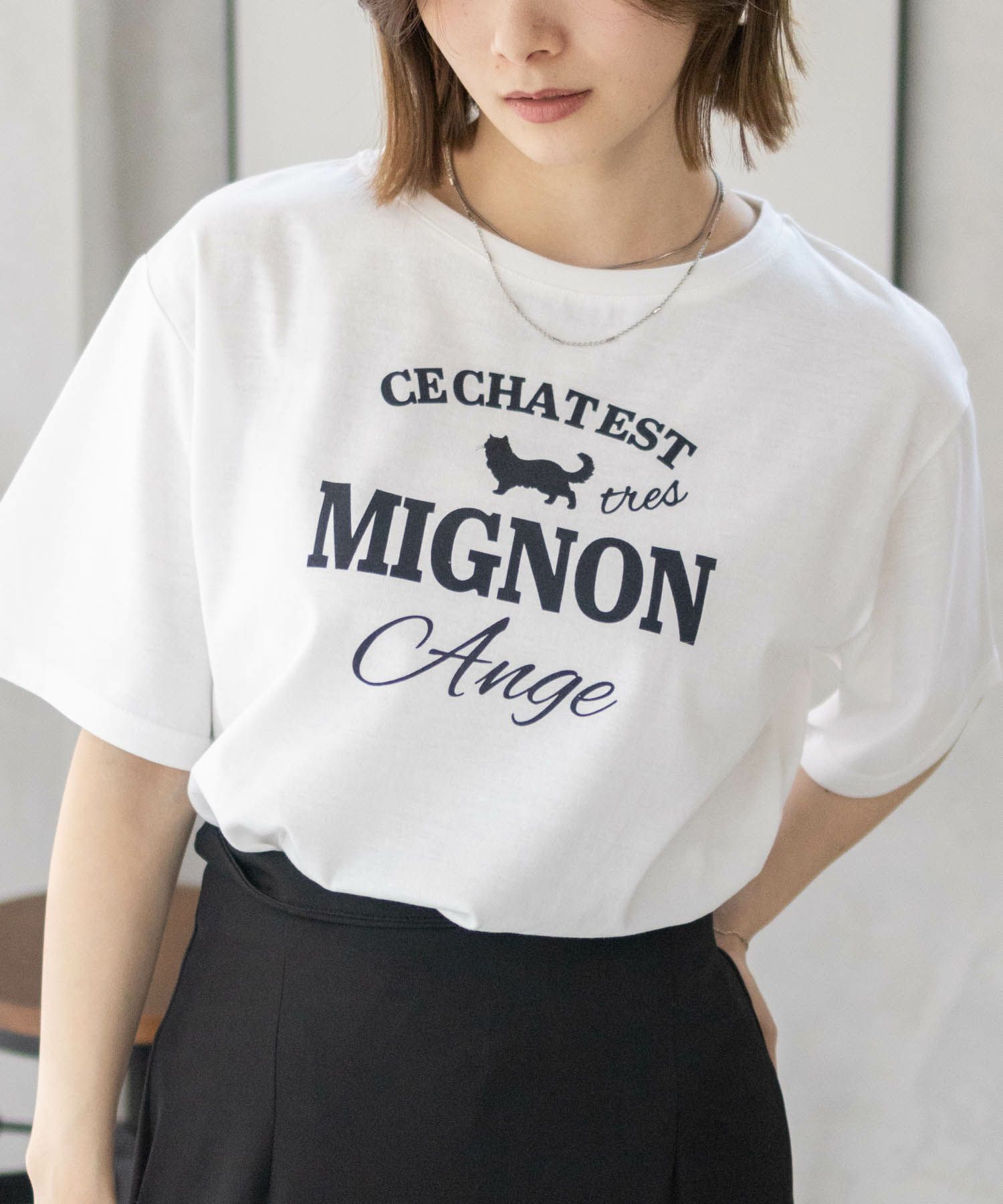 T-GRAPHICS  ネコシルエットTシャツ レディース メール便 対応商品商品画像-11