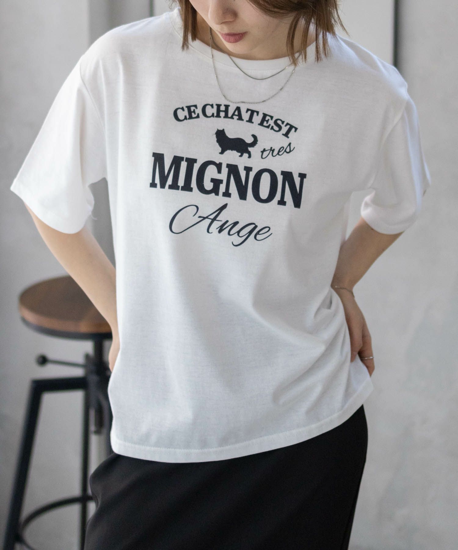 T-GRAPHICS  ネコシルエットTシャツ レディース メール便 対応商品商品サムネイル-14
